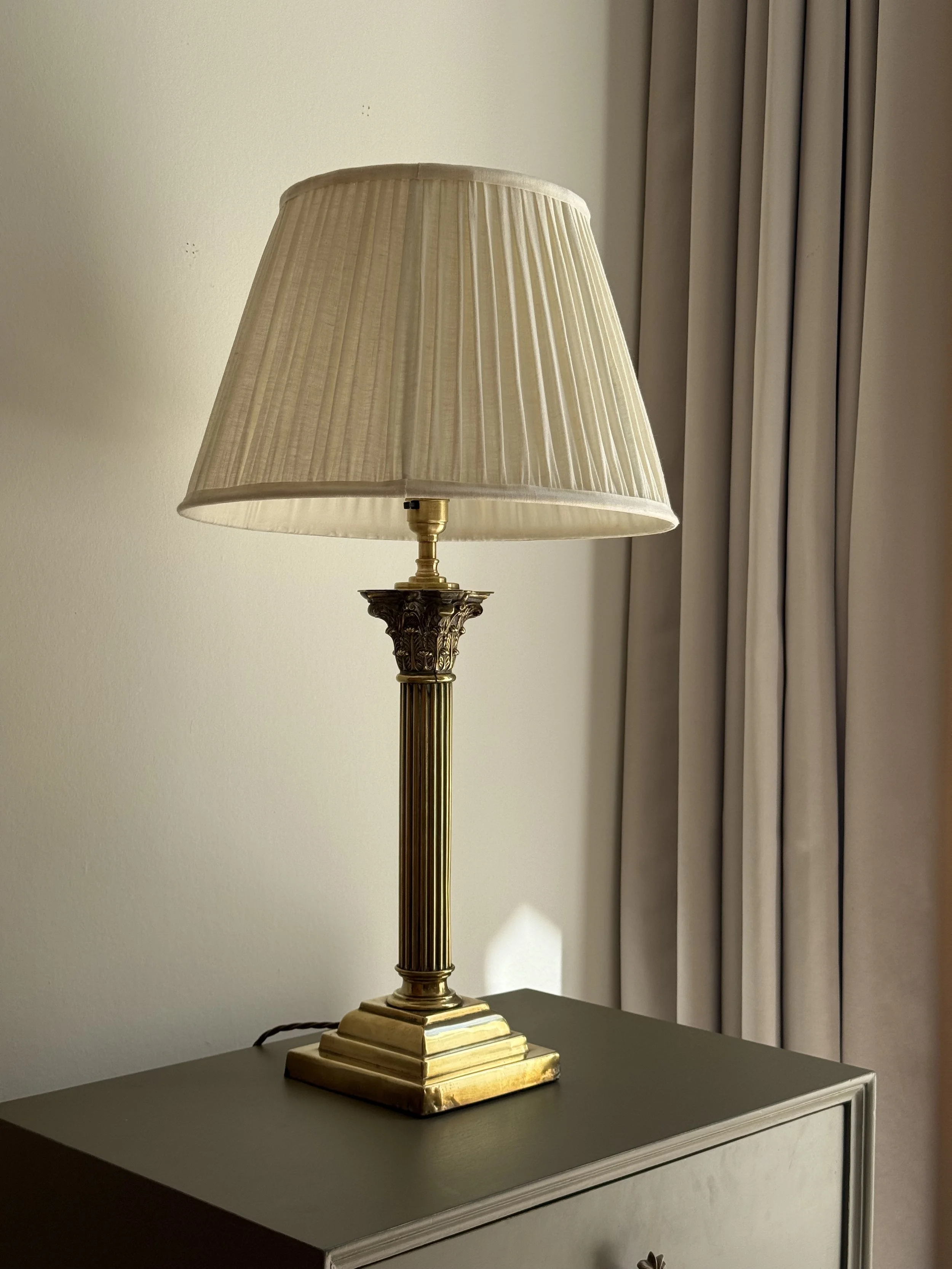 Early 20th Century Brass Corinthian Column Lamp
