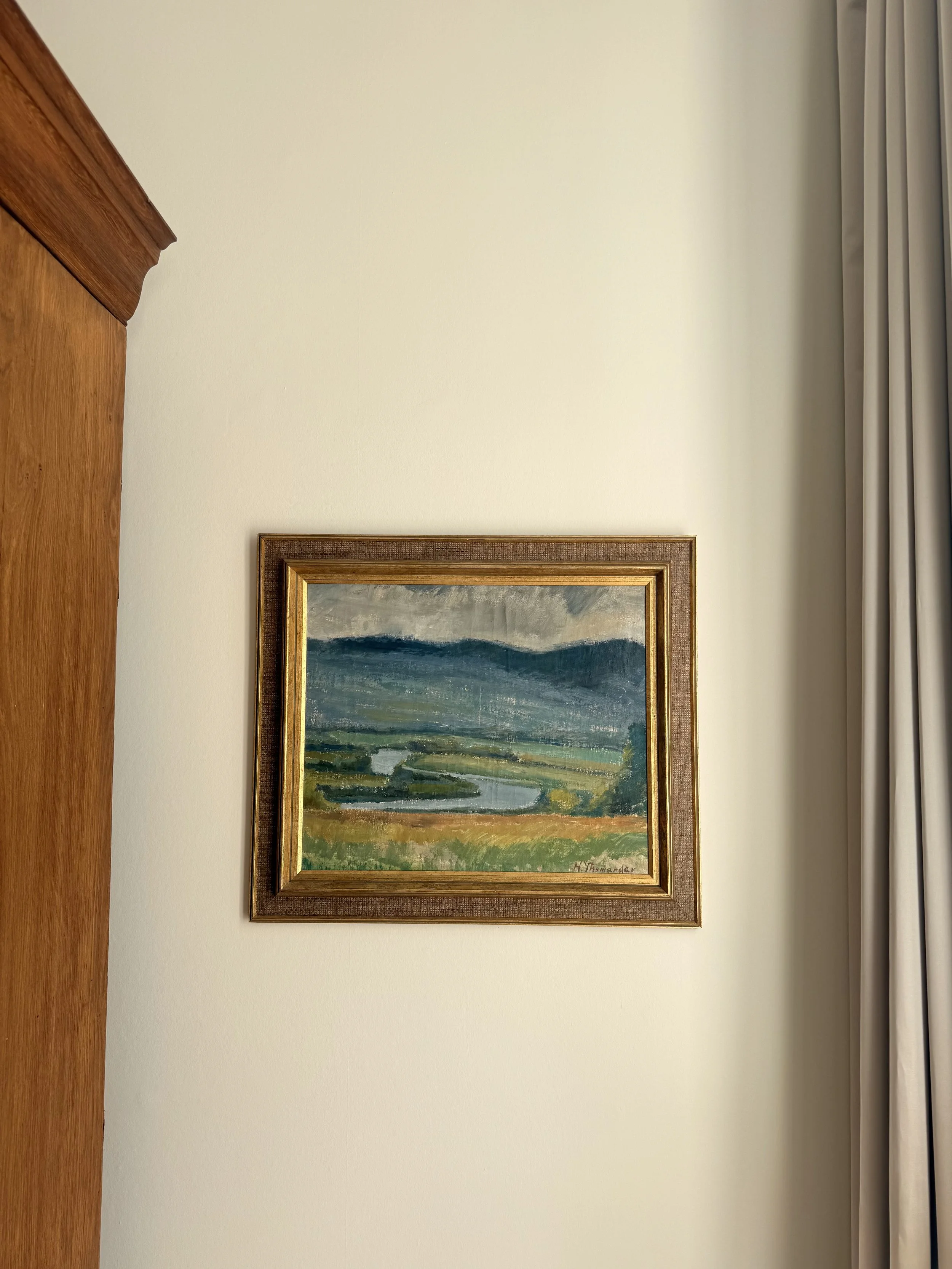 Swedish Landscape Oil Painting Blue Mountains