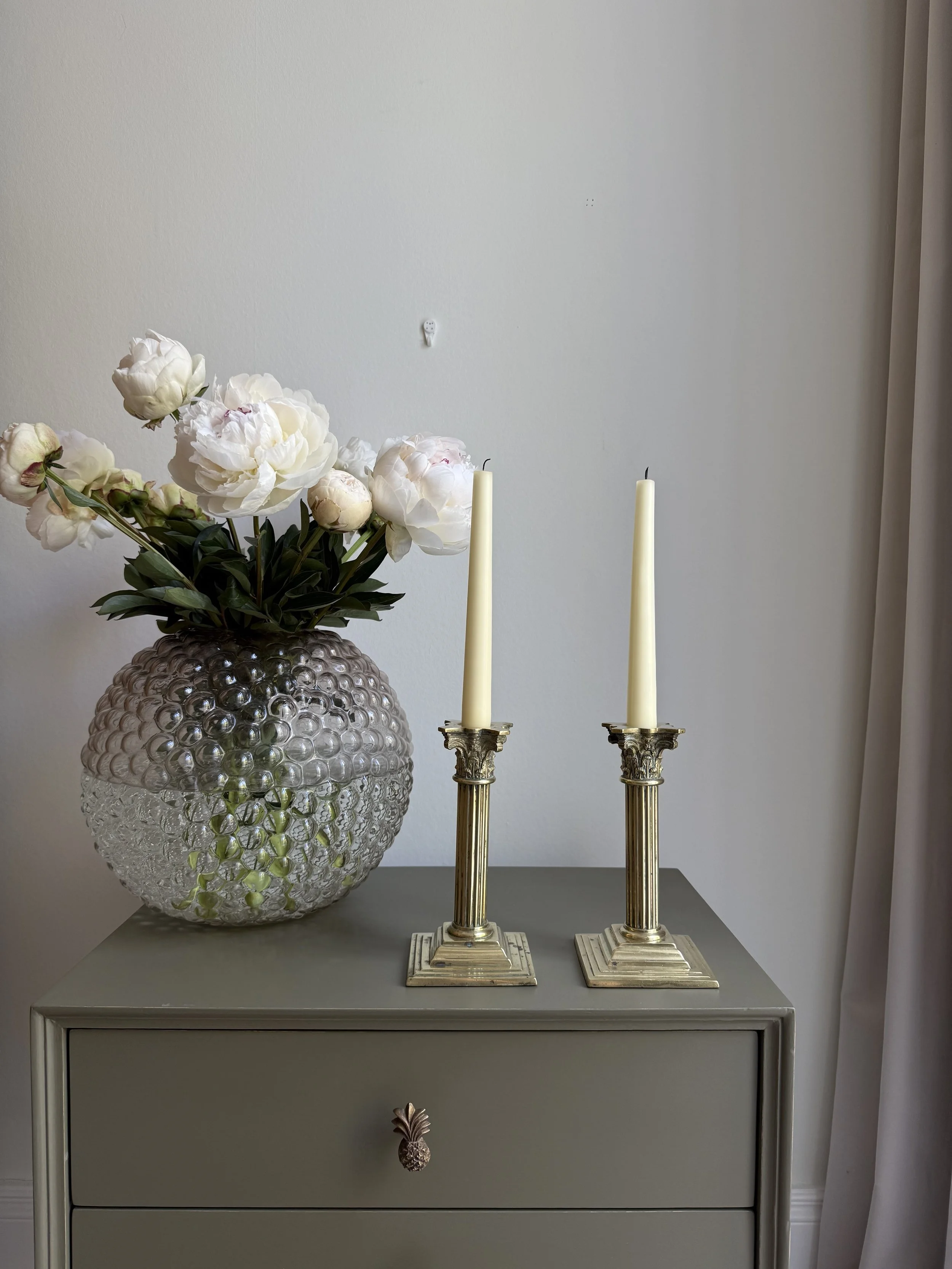 Antique Pair of Corinthian Candle Holders