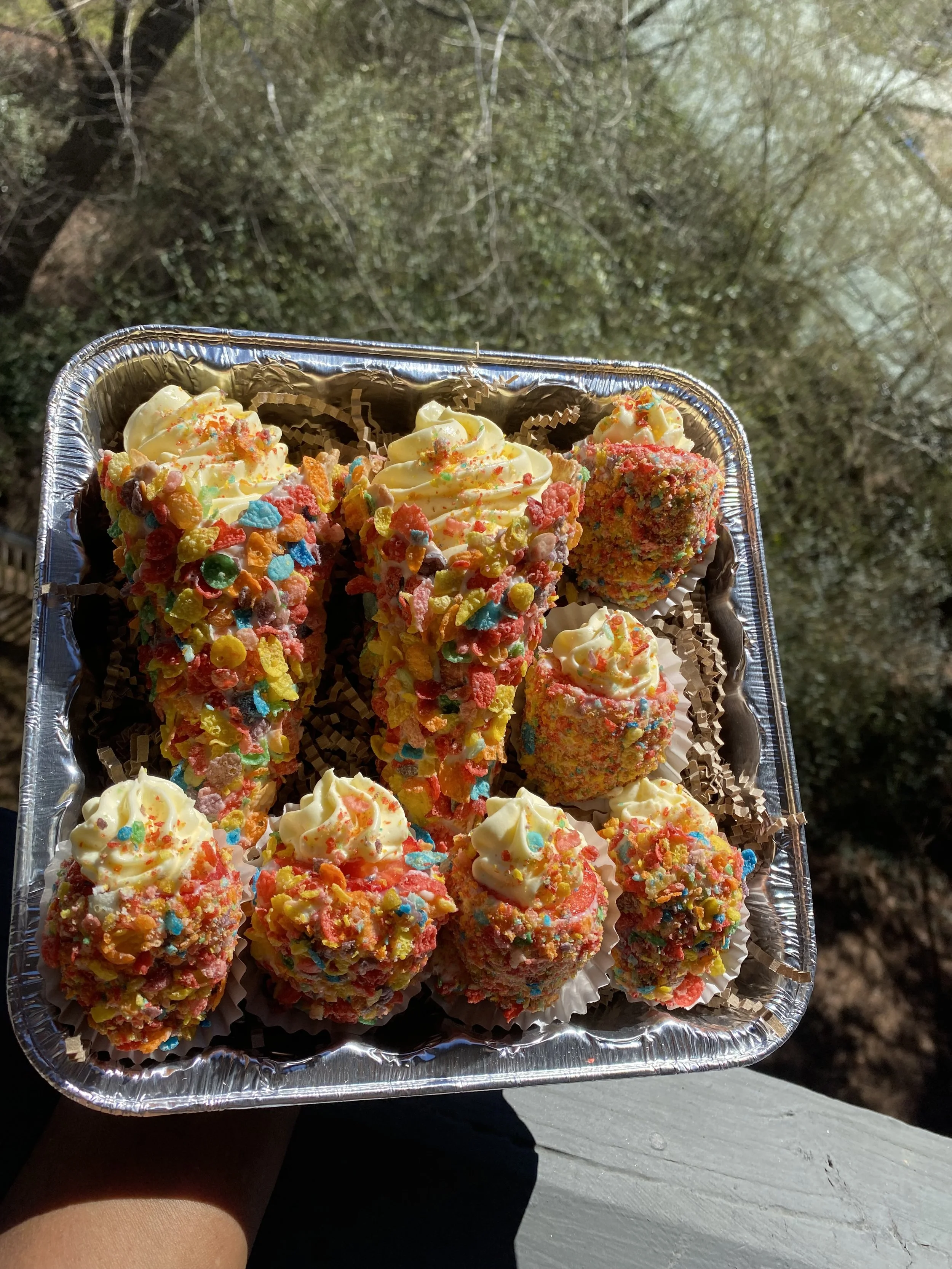 Fruity Pebble Cheesecake Cones