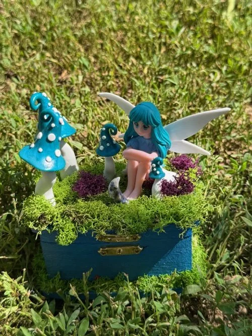 Hand Sculpted Polymer Clay Trinket Box - Fairy Figure