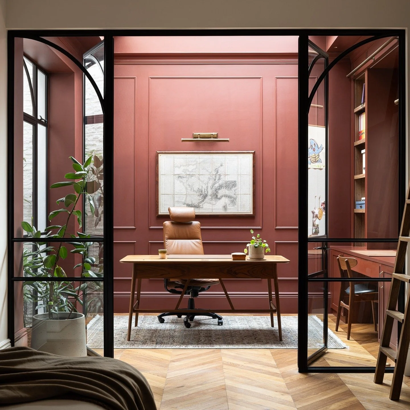 Parsons Green House

An office defined by precision and warmth. The bespoke joinery frames the space with quiet elegance, color drenched in Arras by @littlegreenepaintcompany, a hue that shifts beautifully with the light. 

The intentional positionin