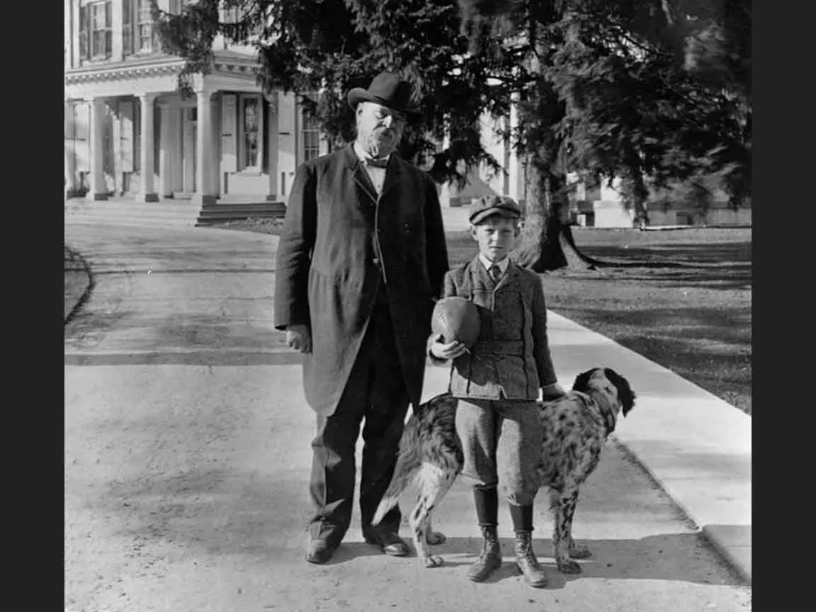 Grover Cleveland, son Francis and dog Gallagher