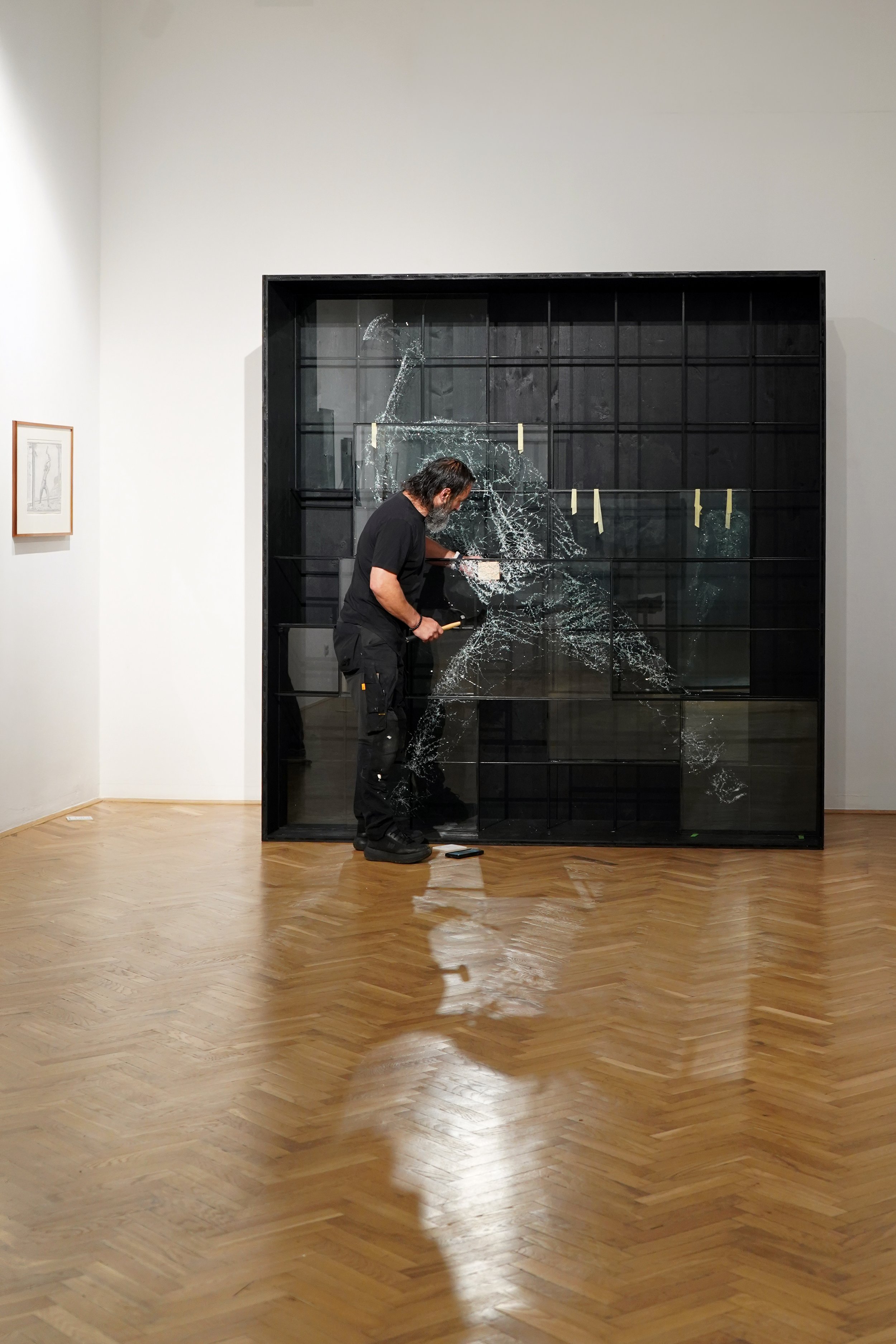 Simon Berger, large glass instalation in the halls of the National Gallery, Sarajevo, 2026