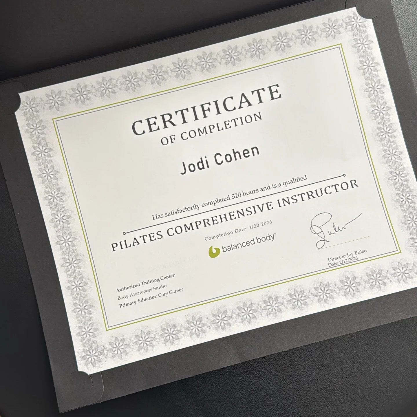 Oh heyyy 🥳 This little piece of paper means so much! At the end of January I officially completed (and passed!) my comprehensive certification process with @balanced_body . 

TLDR: 520 hours combined training, teaching, and observing classes complet