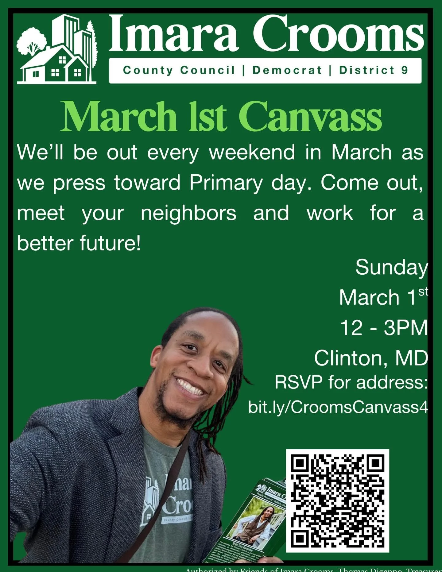 Ready for some fresh air and community building? 
This Sunday, March 1st, is looking beautiful locally, perfect for hitting the doors! It should be a great day to walk the neighborhood and hear your vision for our future. 
Join the team and let&rsquo