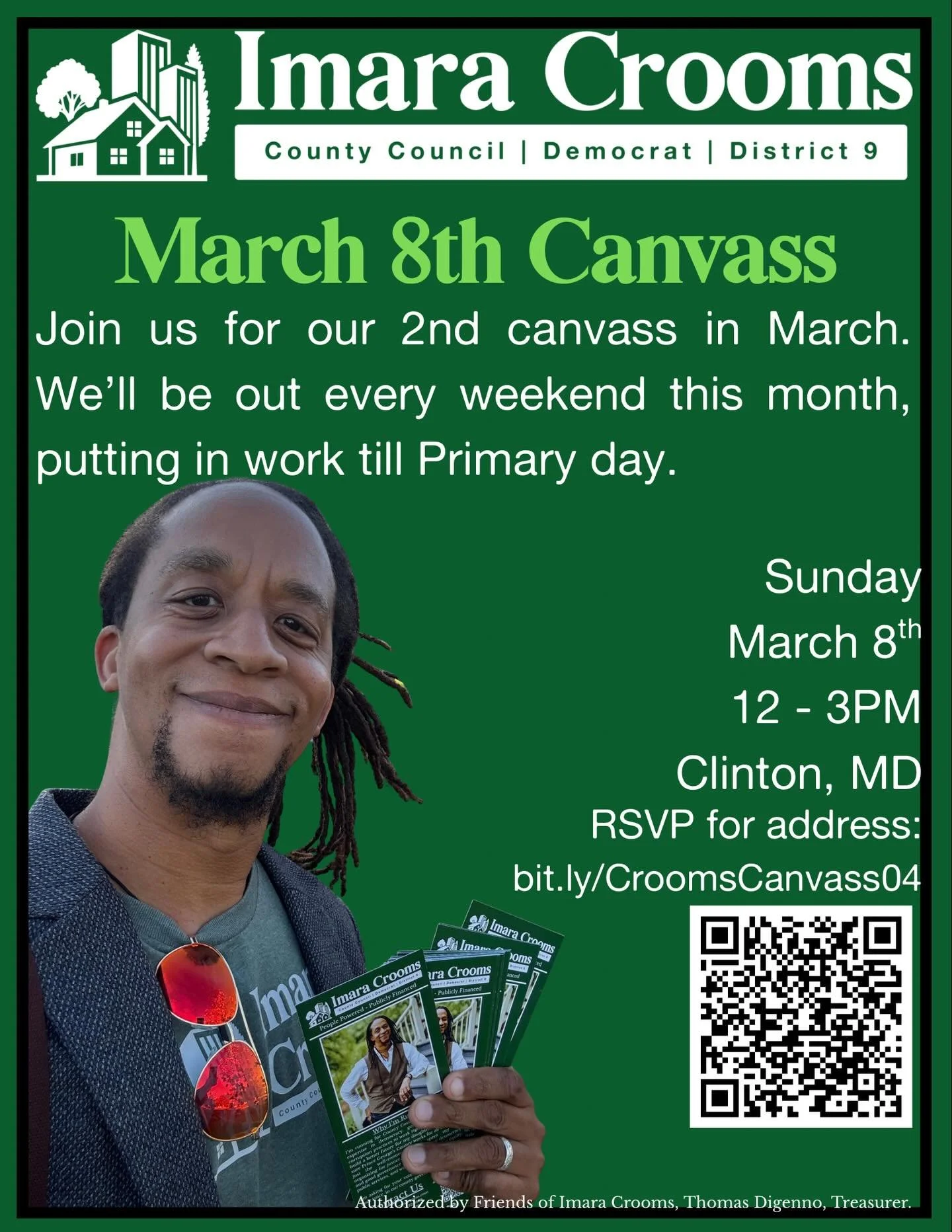 Ready for another beautiful Sunday in Clinton? 
Join me and the team on March 8th, as we hit the doors! There is nothing better than spending a weekend morning connecting with neighbors about the future of District 9.
Whether you&rsquo;re a seasoned 
