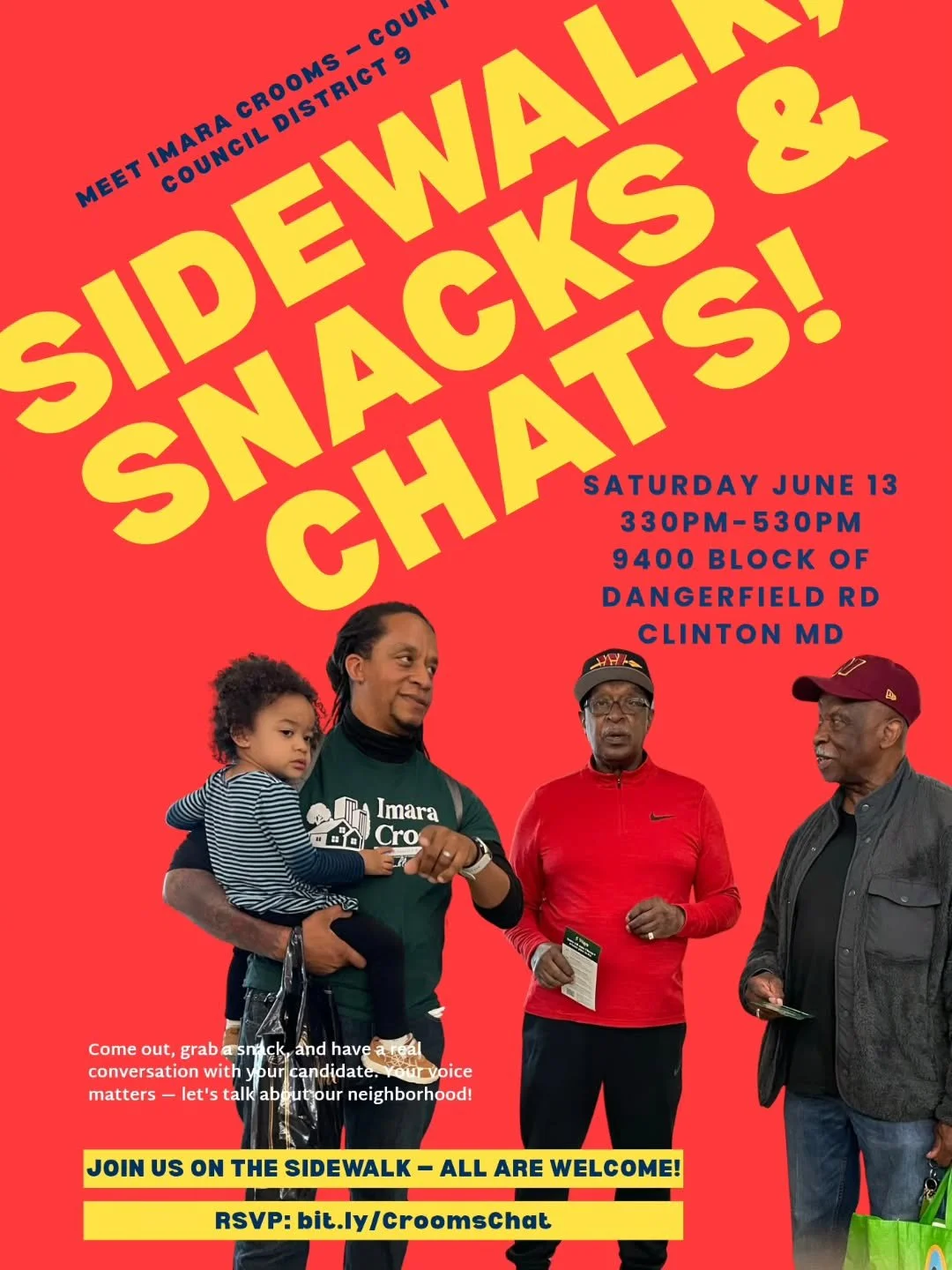 After this Saturdays chat come out and join us in Clinton to talk local politics and the future of our county. Good company, snacks and a side of civics ❤️🗳️

#ImaraForPG #PrinceGeorgesCounty #PeoplePowered