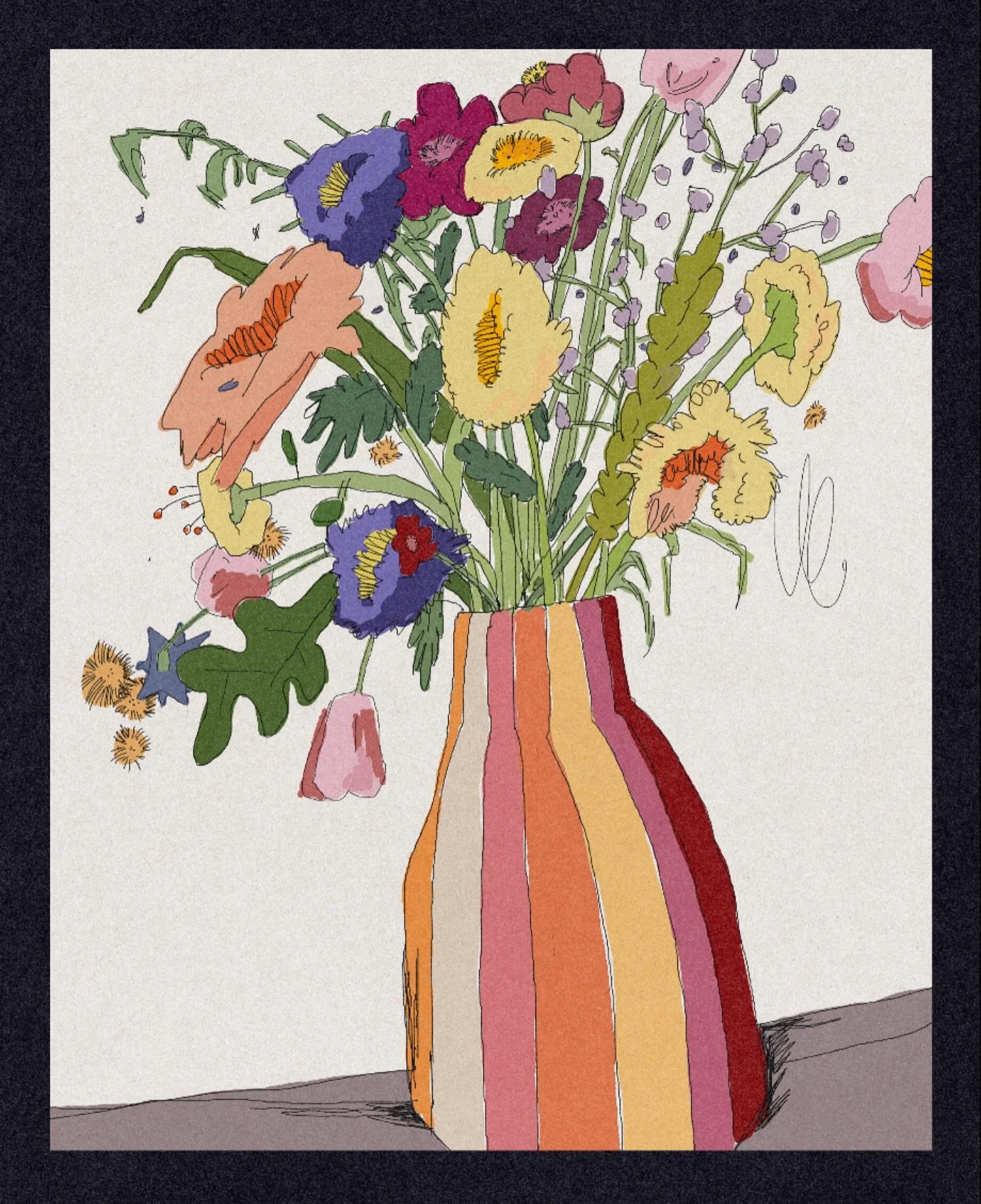 &amp; Stripes for day 25 of @peachtober ✨

#peachtober25stripes #peachtober25 #peachtober 
#flowerillustration #flowerartwork