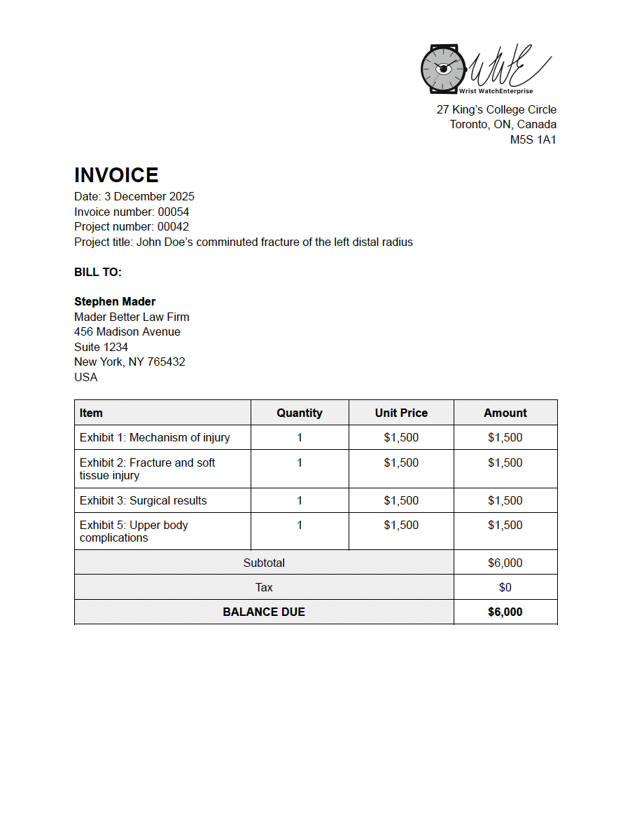 Wrist Watch Enterprises - Invoice