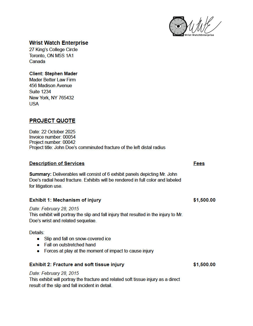 Wrist Watch Enterprises - Quote pg 1