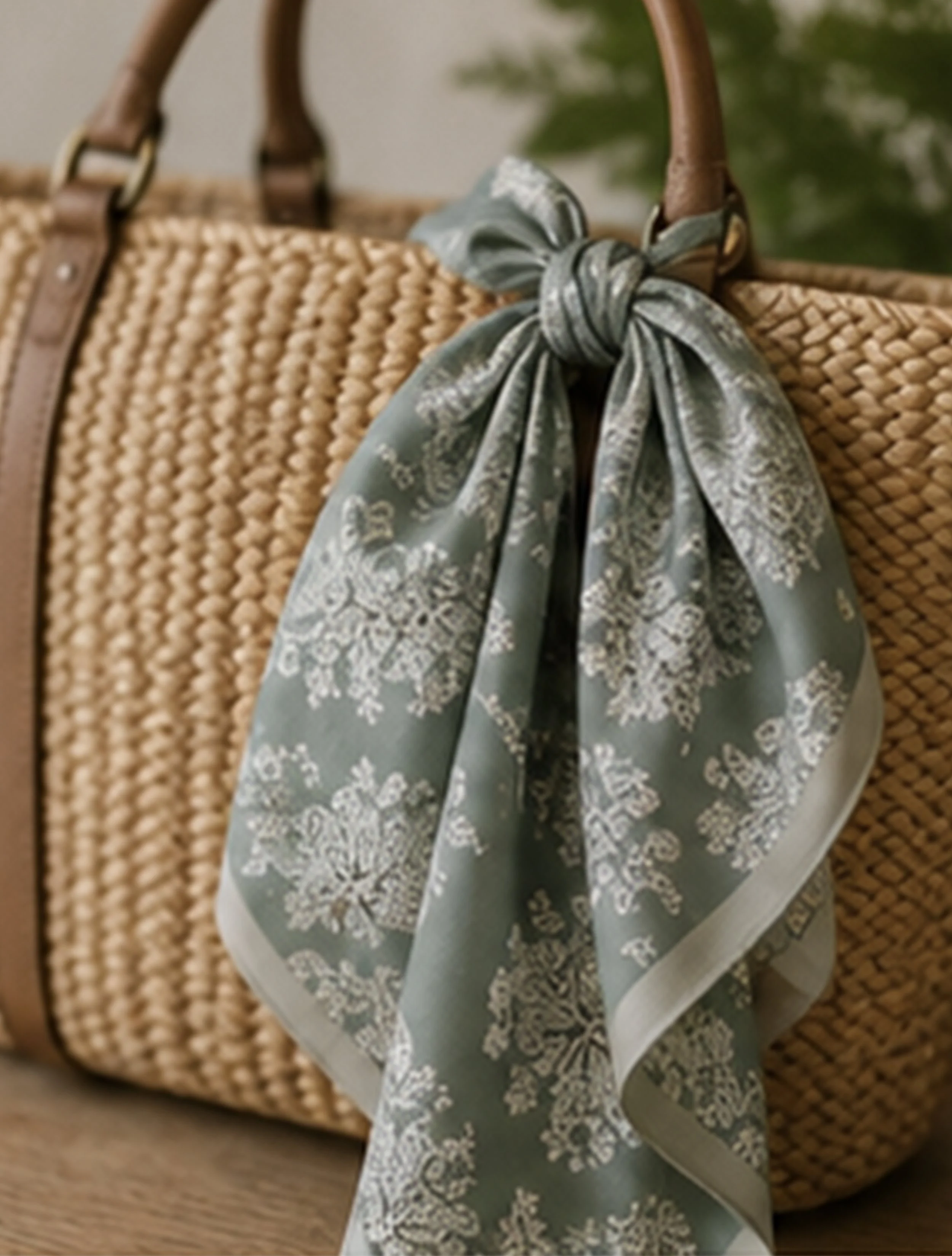 meadow veil sage silk white floral scarf tote bag accessory.jpg