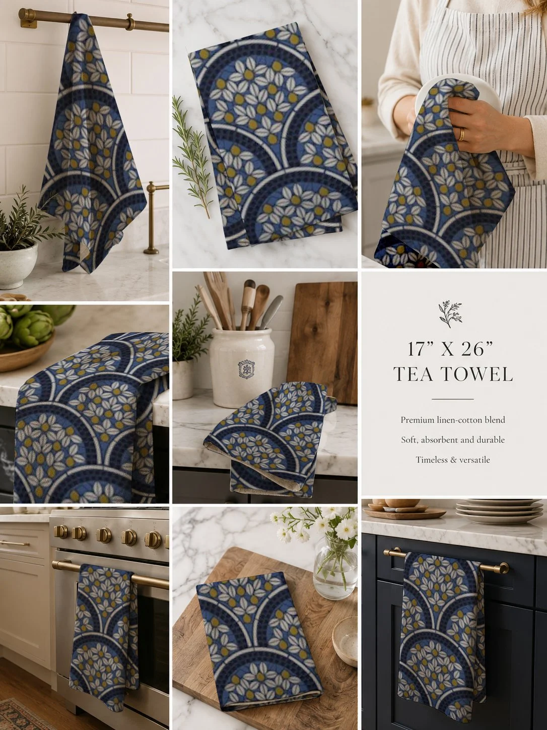Lemon Mosaic Tea Towel