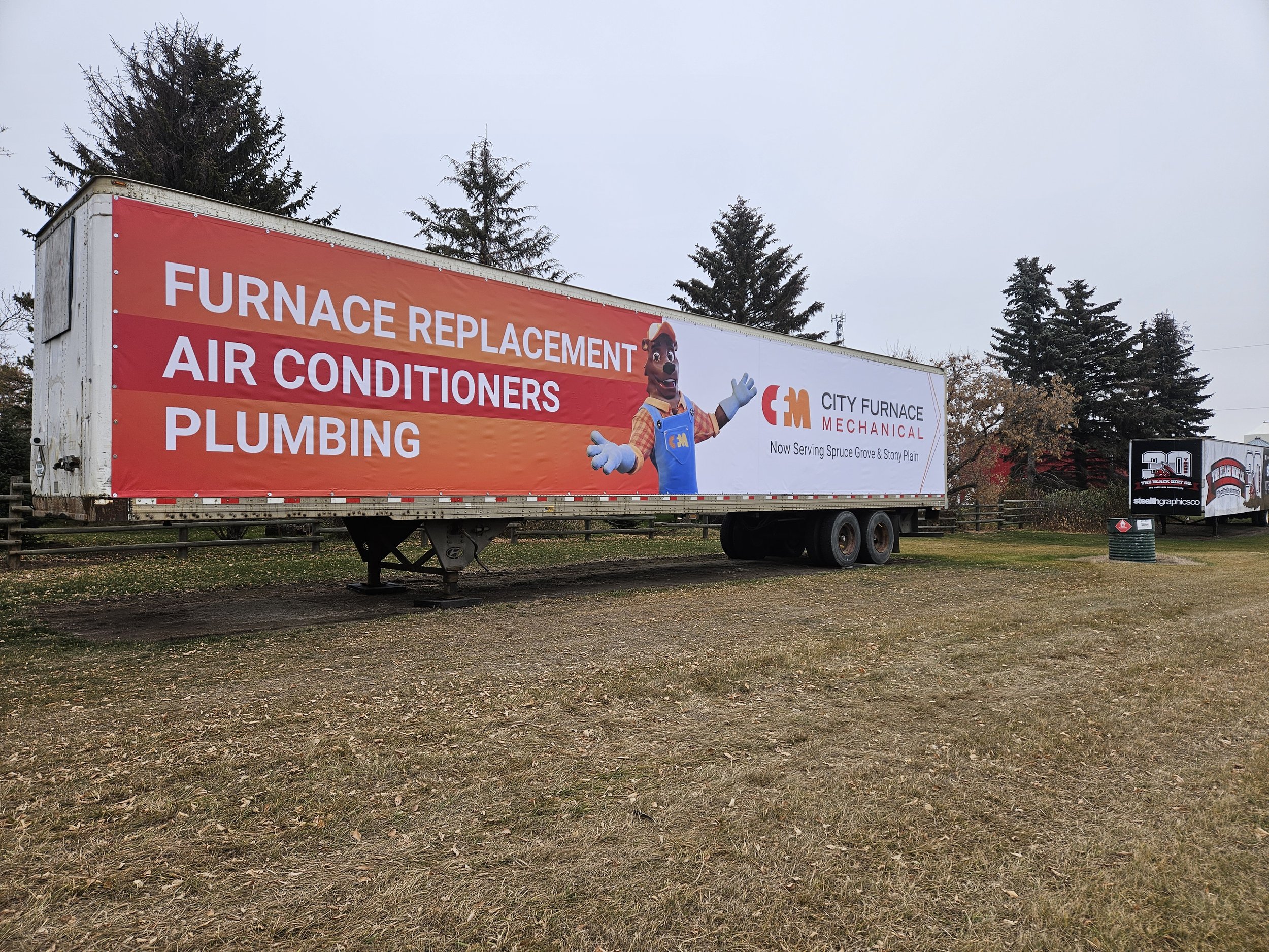 Trailer banners are a great solution for semi permanent advertisements. 