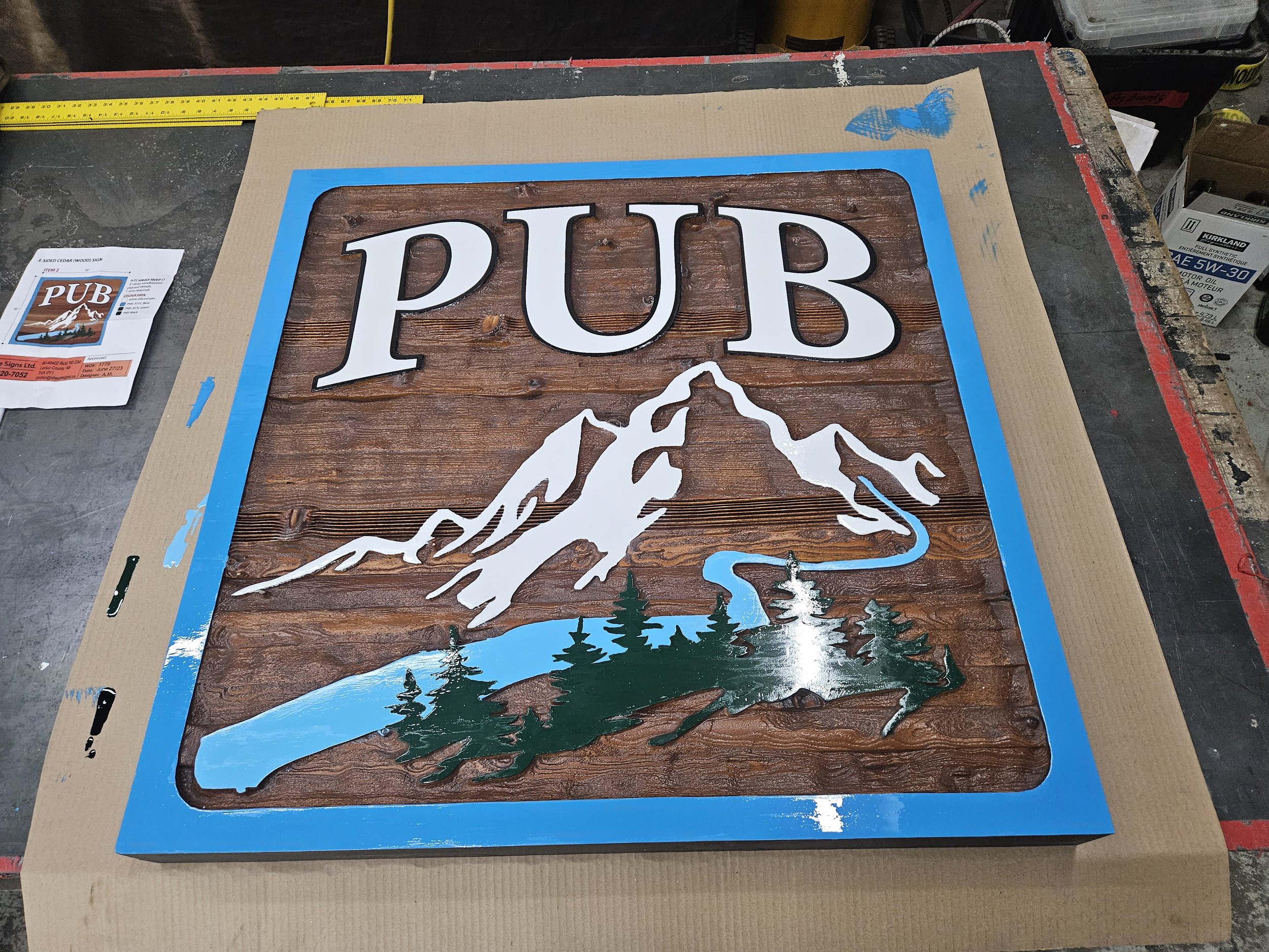 I built this cedar sign for a customer in Banff National Park