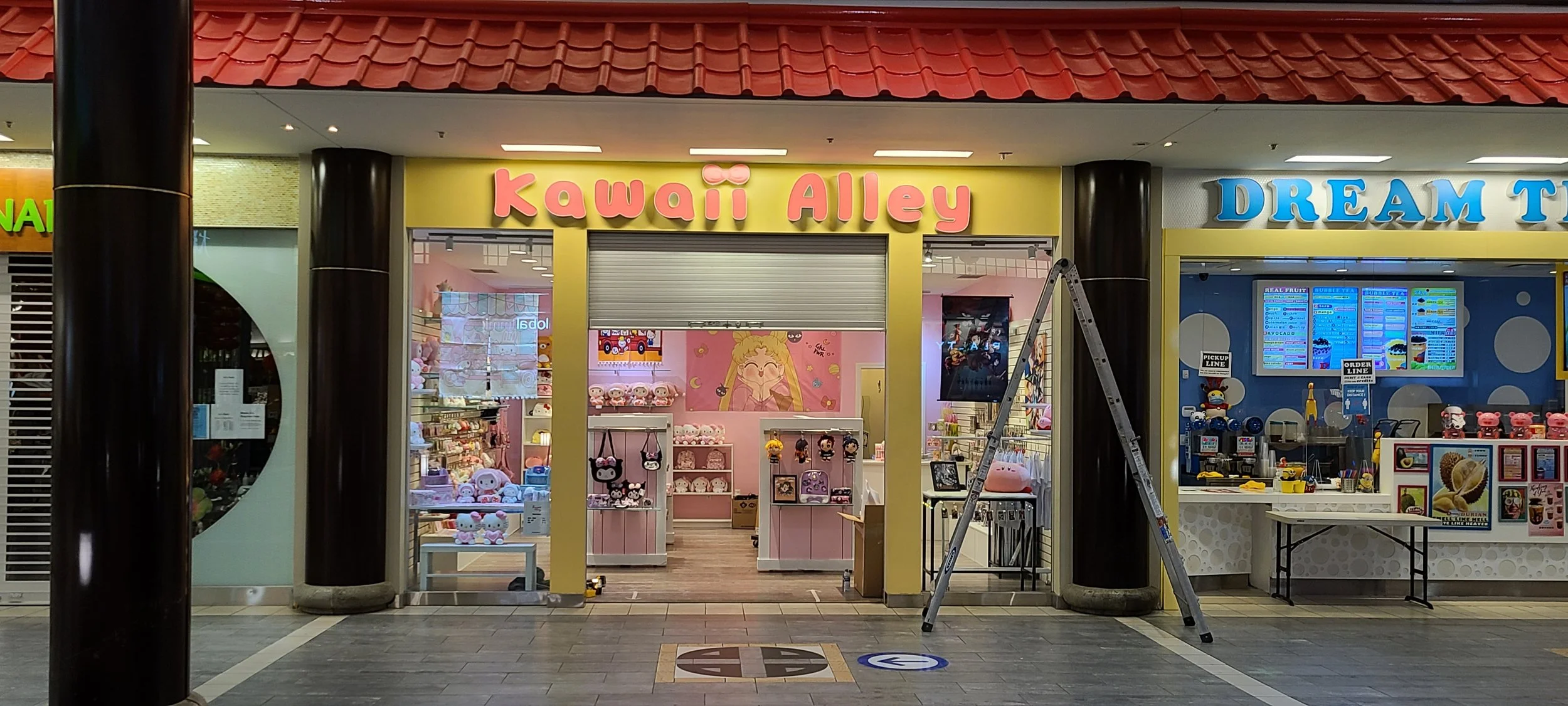 Inside a mall, storefront for Kawaii Alley.