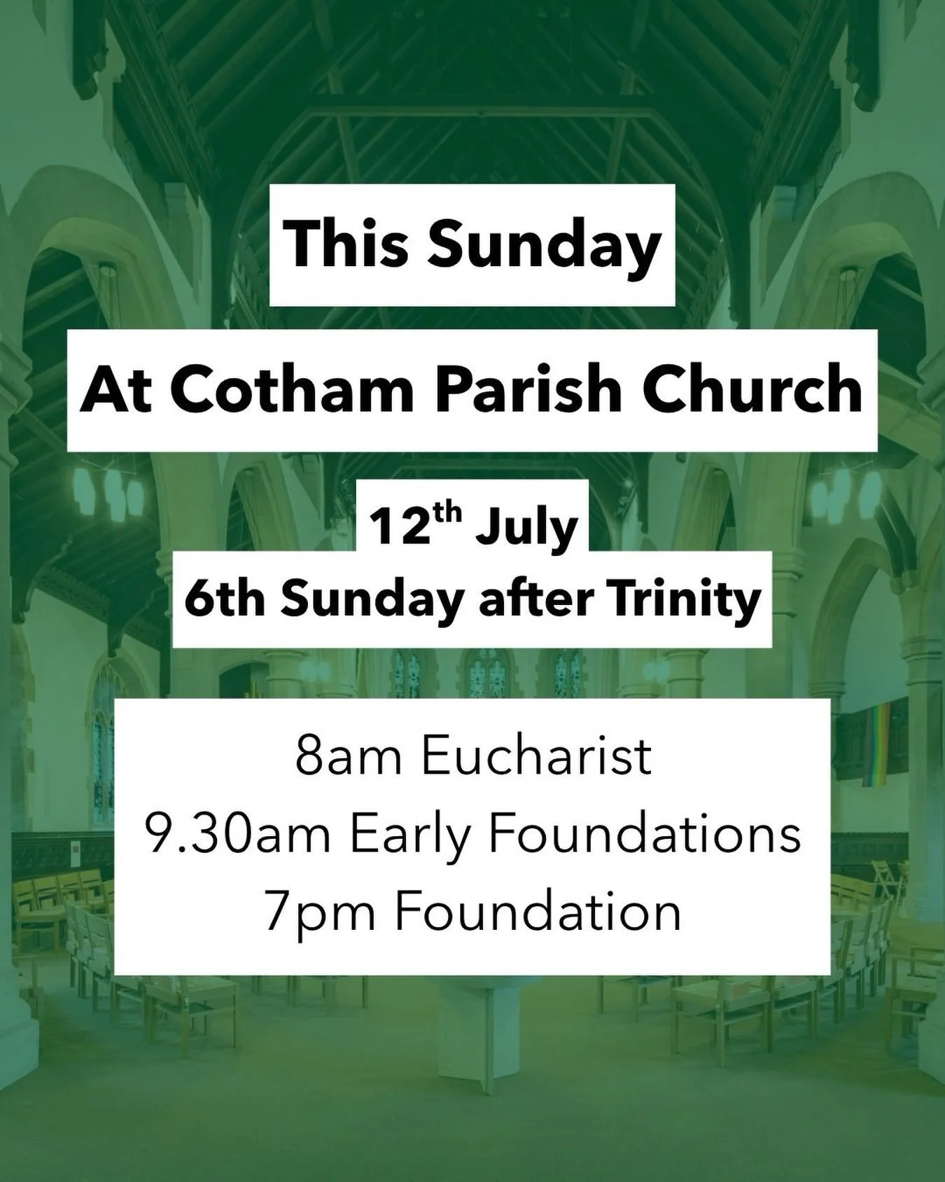 Here&rsquo;s what&rsquo;s happening at Cotham Parish Church this Sunday, including our Pride Foundation service!

Come and see ⛪️