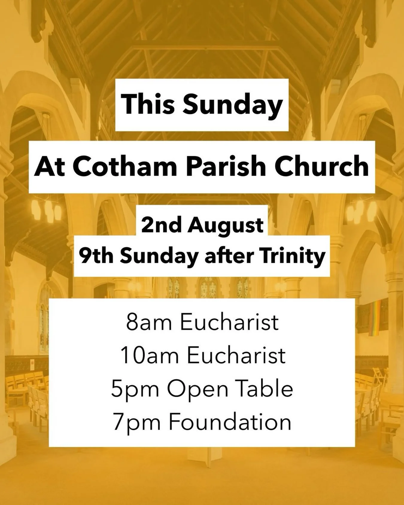 It&rsquo;s the start of a new week! Here&rsquo;s what you can look forward to this Sunday at Cotham ⛪️

Come and see!