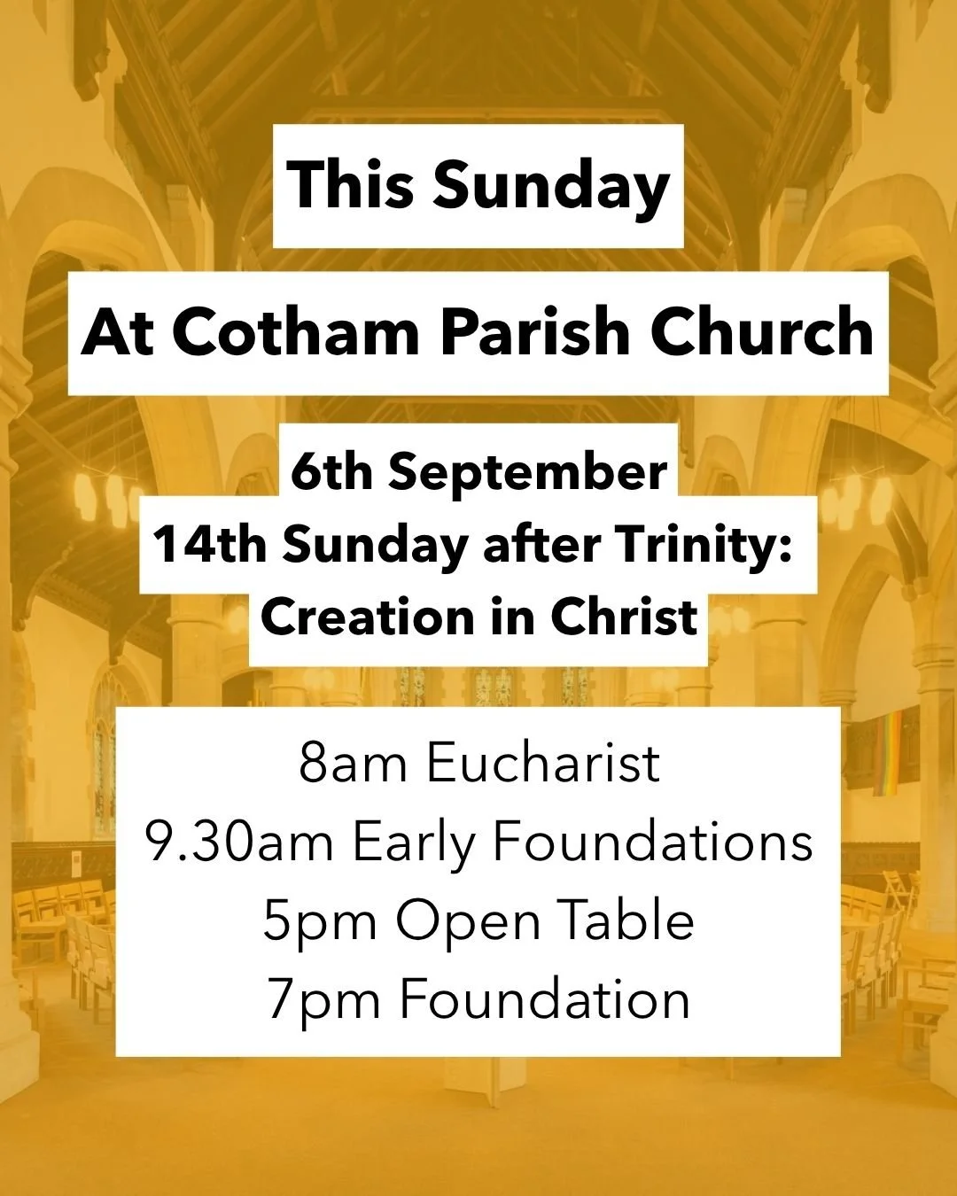 It's the start of September! Here's what's on at Cotham this coming Sunday 🍂