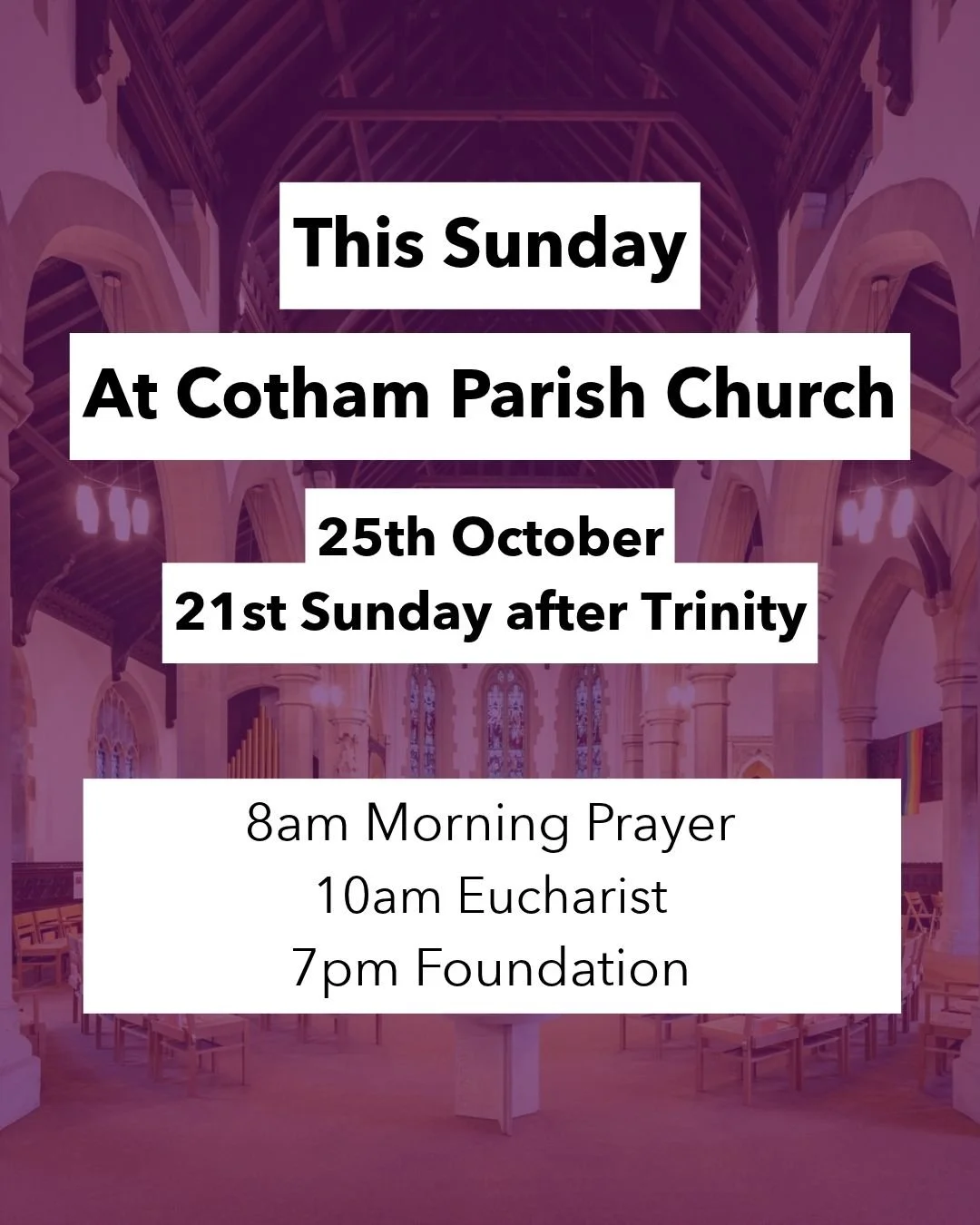 Take a look at the services coming up at Cotham this Sunday, including our new Sunday 8am Morning Prayer, which will be taking place once a month.
