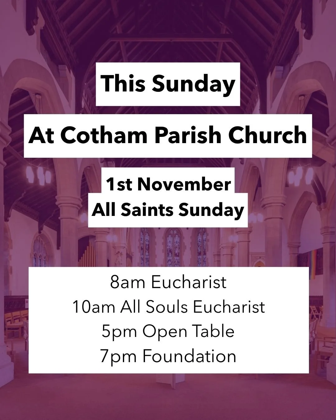 It's All Saints Sunday this weekend, and we've got an All Soul's service taking place as well.

There's also our monthly service as part of the @opentablelgbt network.

Why not come and see?