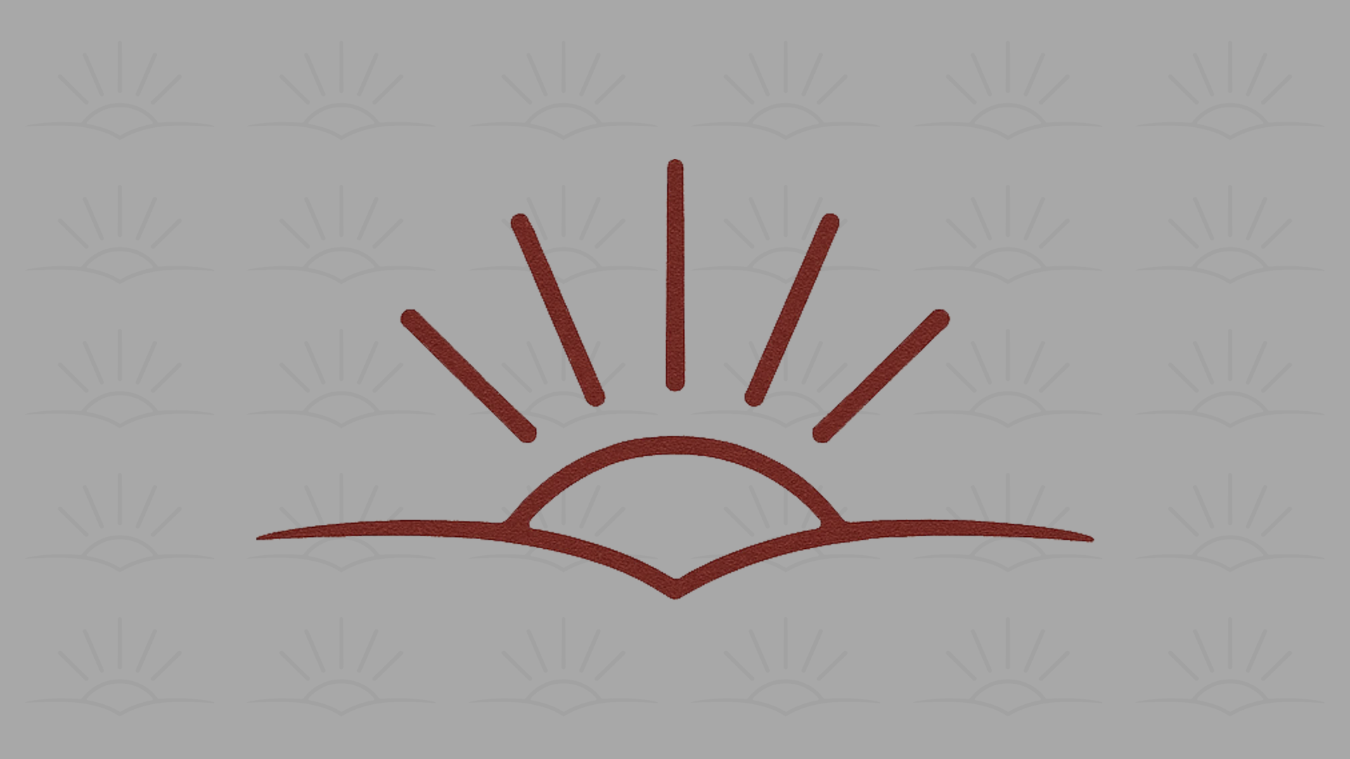 Illustration of a rising sun with rays emanating from it, depicted in brown on a light gray background.