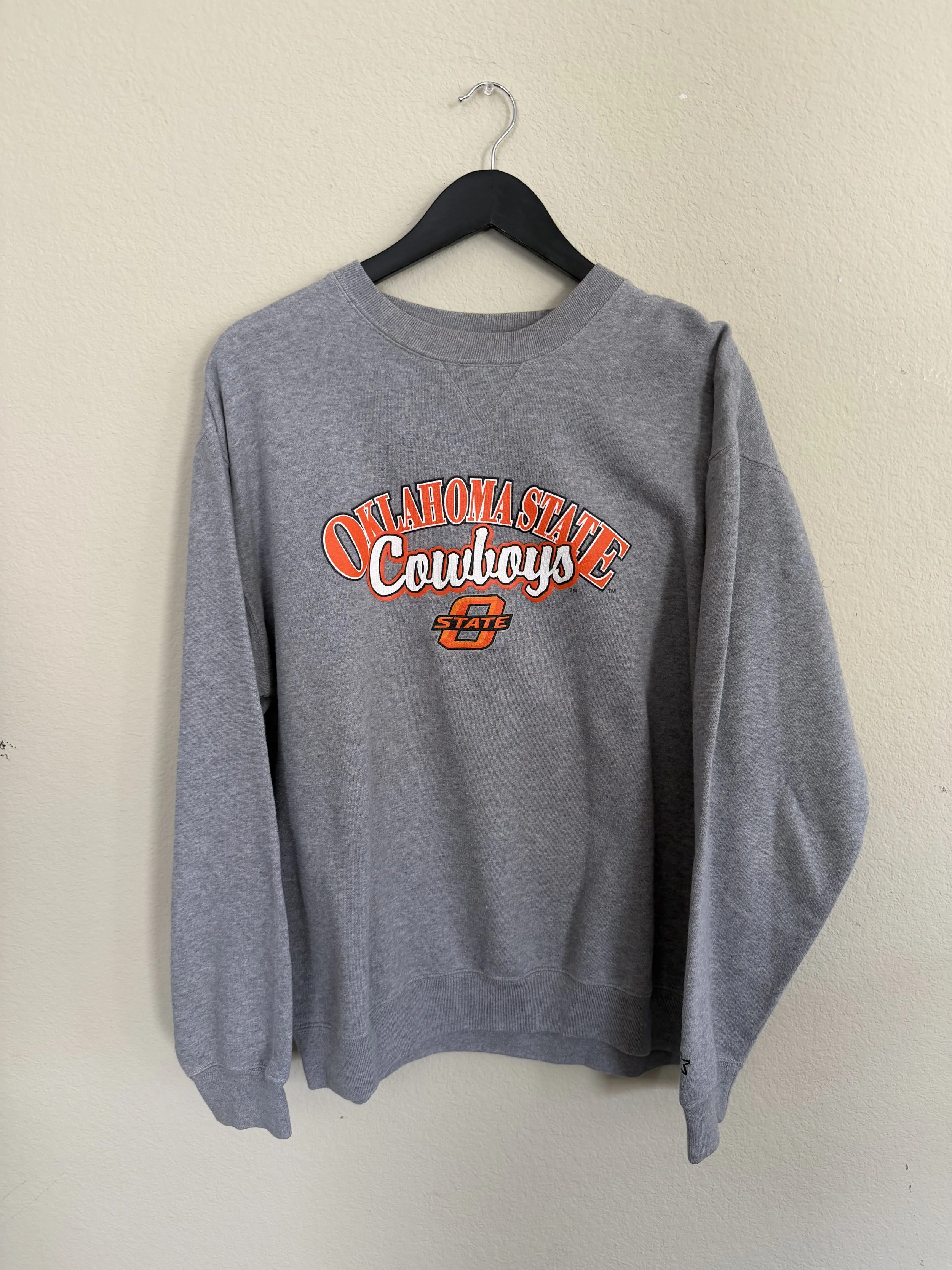212. 2010s Grey Starter Oklahoma State Cowboys Logo Crewneck Sweatshirt