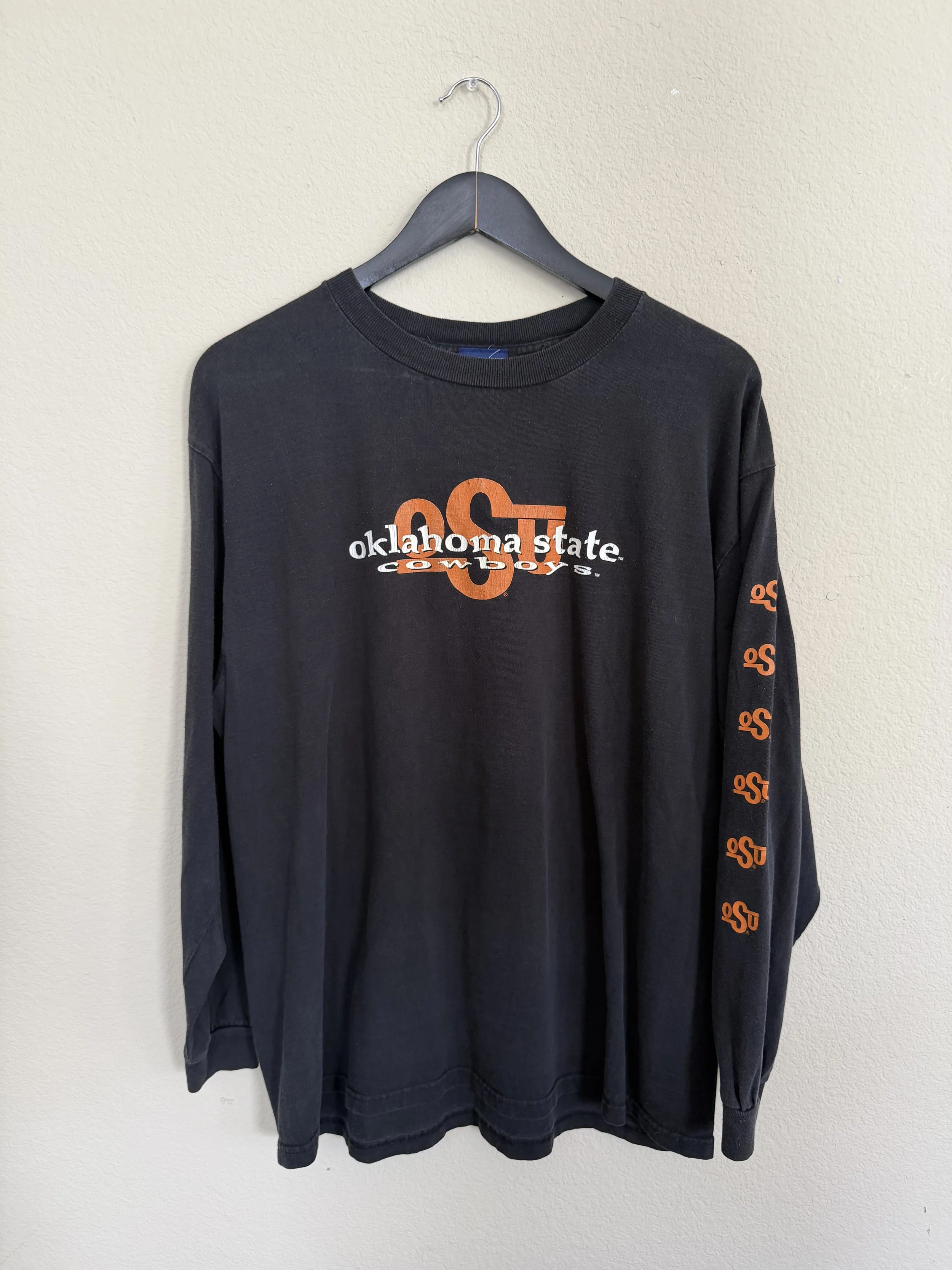 258. 90s Black OVB OSU Simple Logo Sleeve Hit Long Sleeve