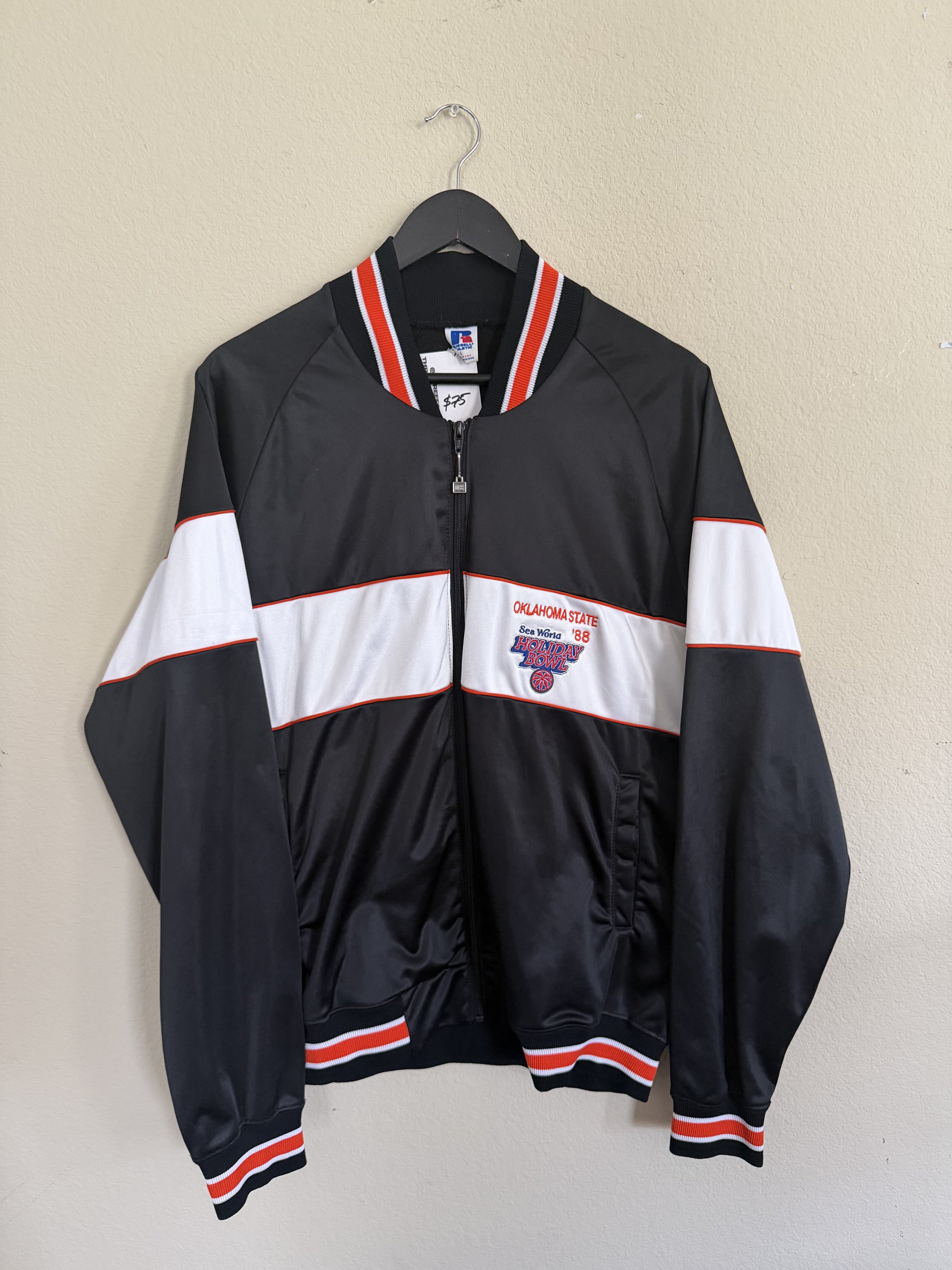 199. Black White RA 1988 Holiday Bowl Zip Up Jacket