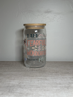 I AM FEARFUL AND WONDERFUL GLASS COFFEE CUP
