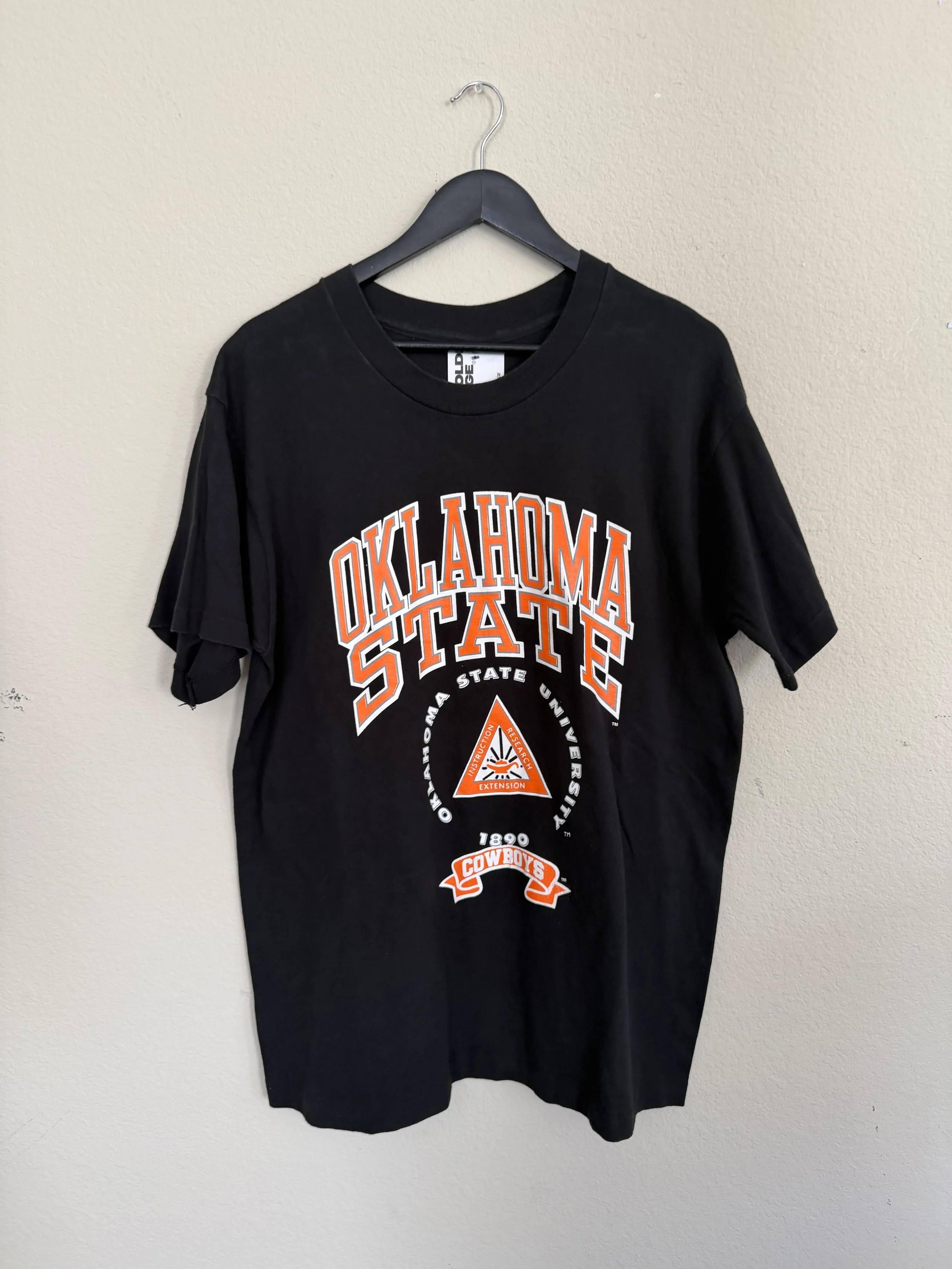 240. 90s Black FOTL OSU Triangle Crest T-Shirt DS