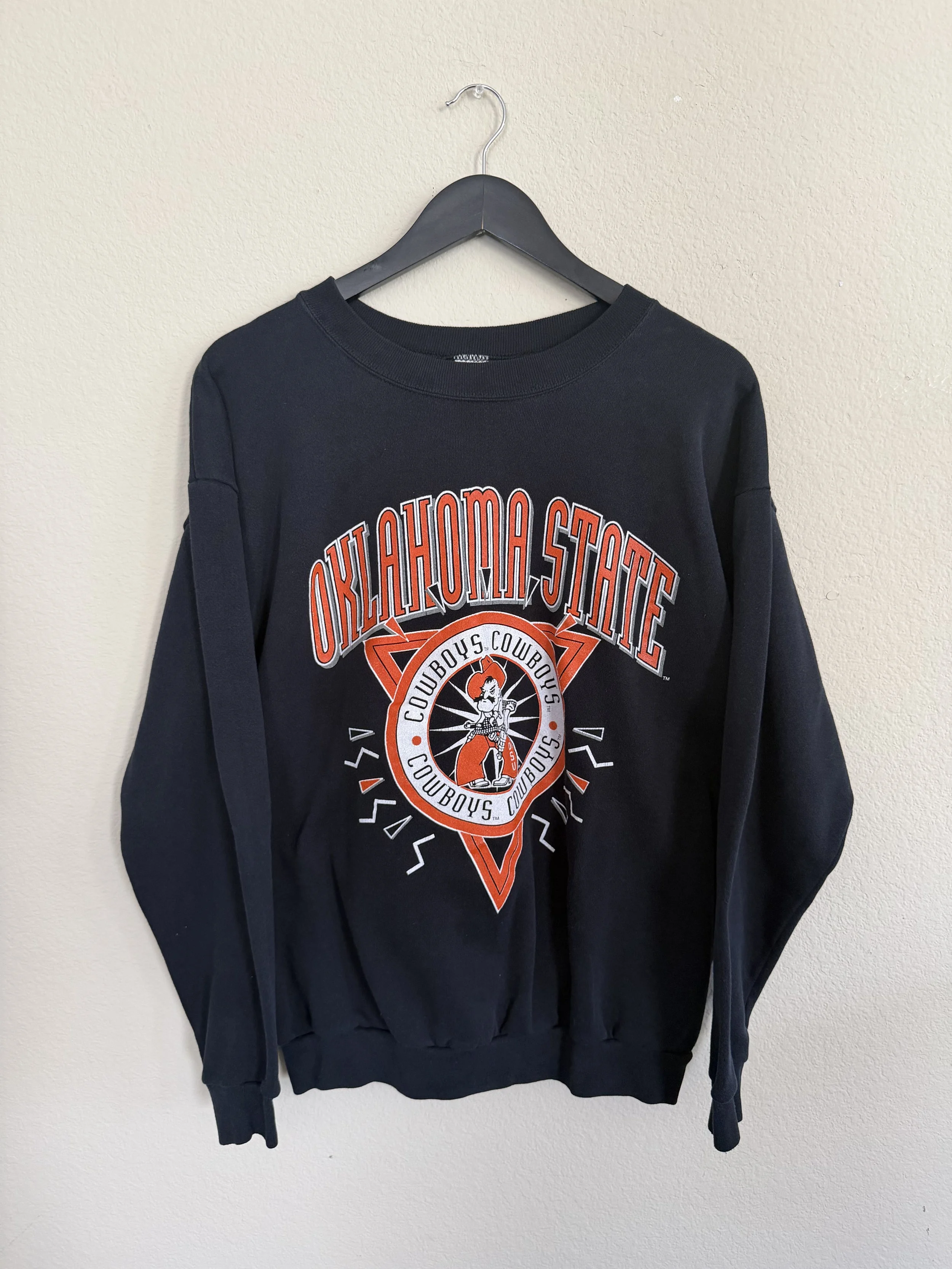 207. 90s Black Competitor OSU Lightning Pete Triangle Crewneck Sweatshirt