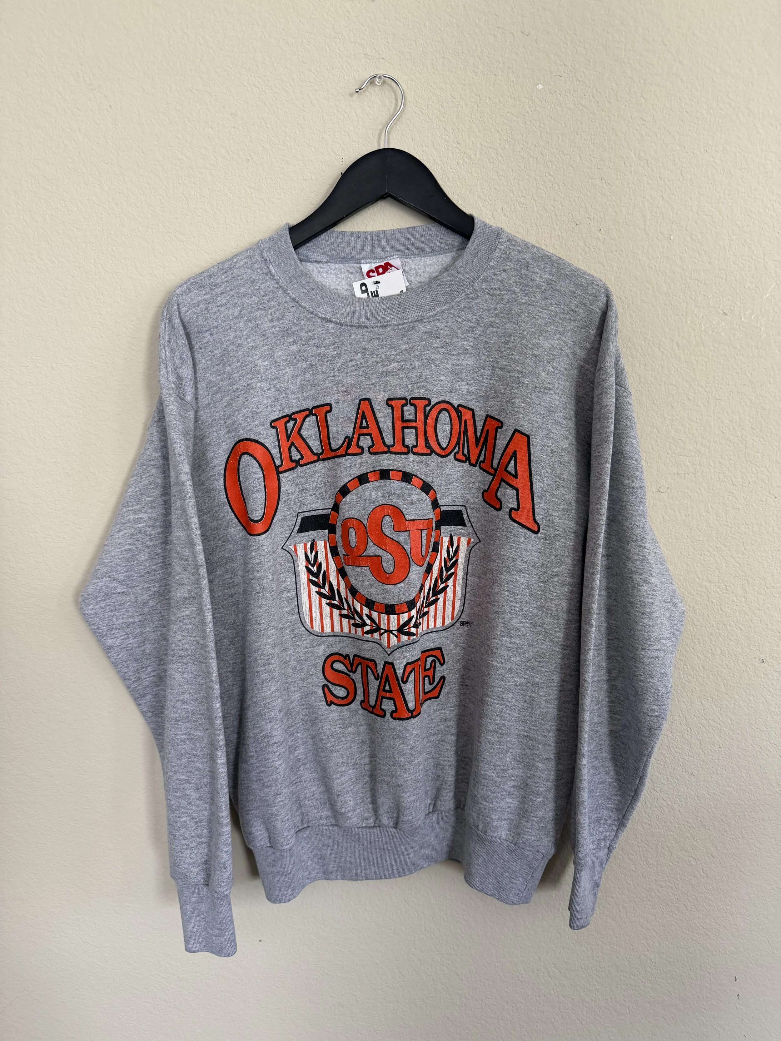 215. 90s Grey SPA OSU Simple Logo Ornate Crewneck Sweatshirt