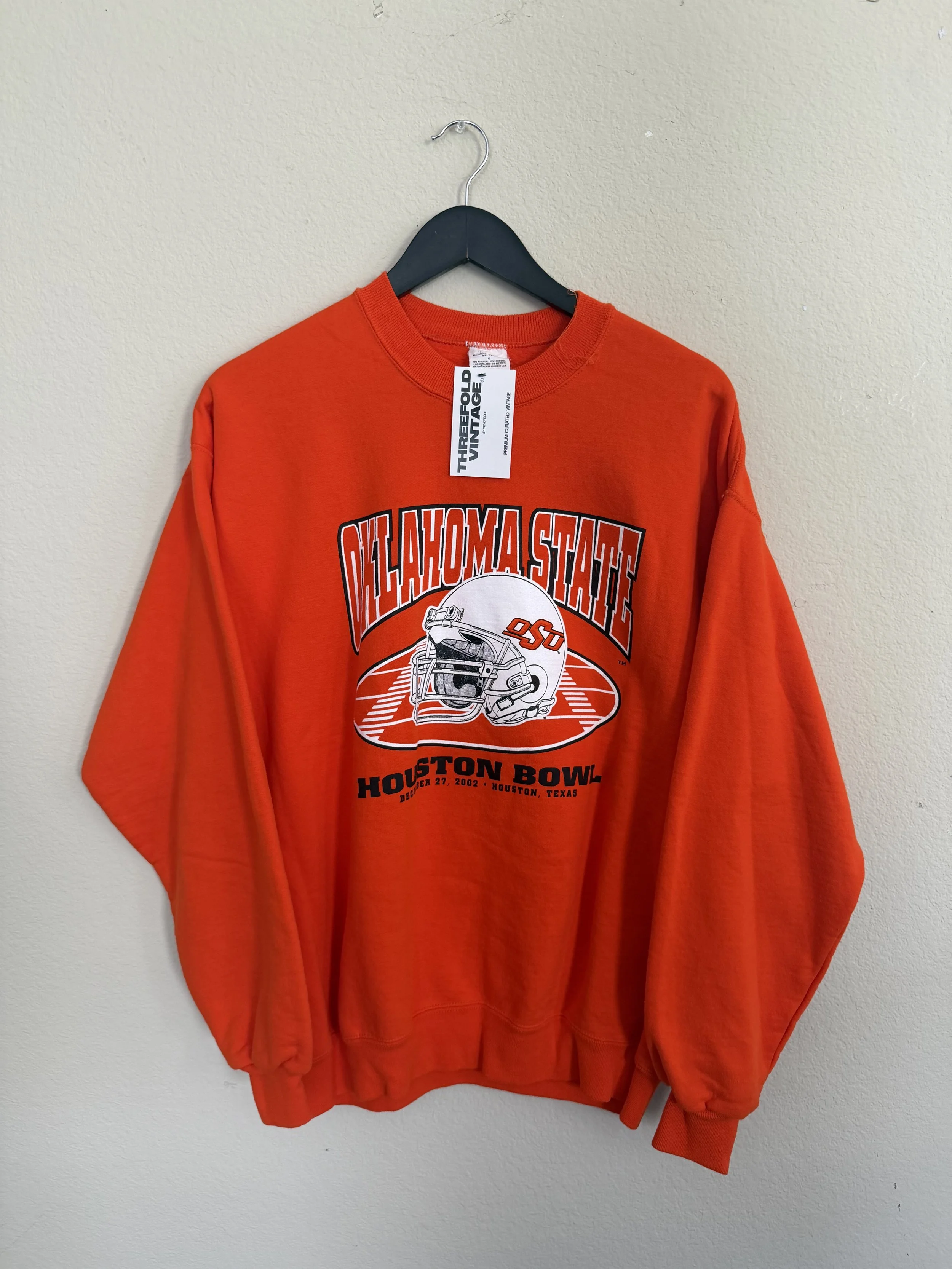 204. Orange 2002 Houston Bowl OSU Helmet Crewneck Sweatshirt