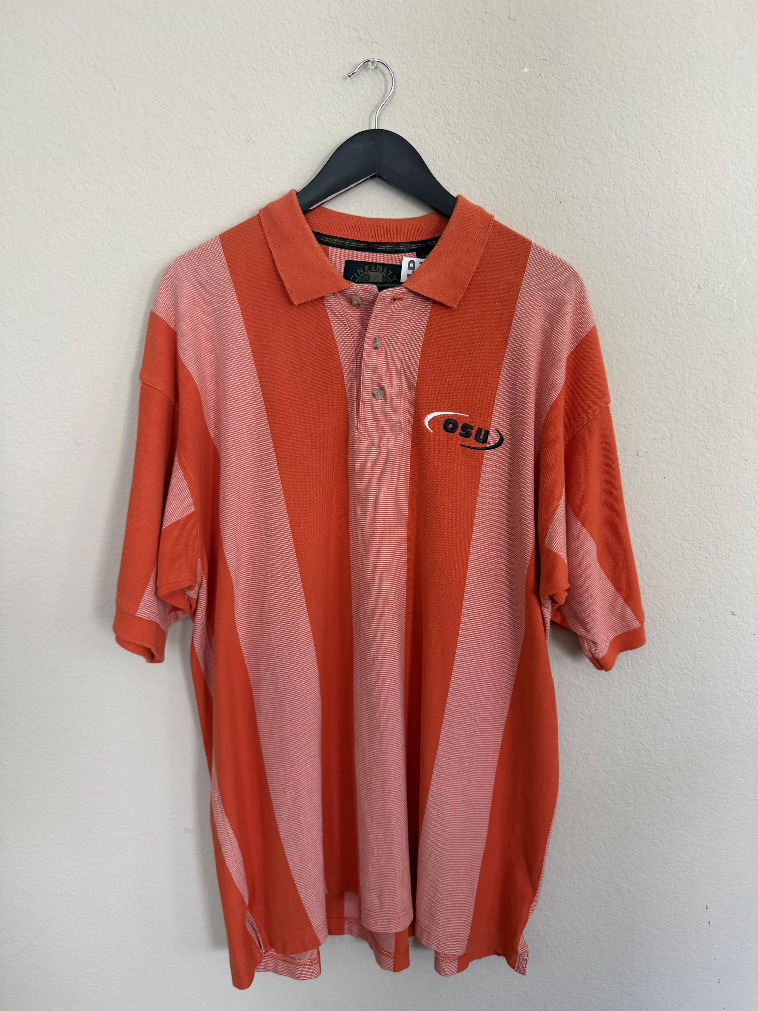 257. 00s Orange Infinity OSU Striped Polo Shirt