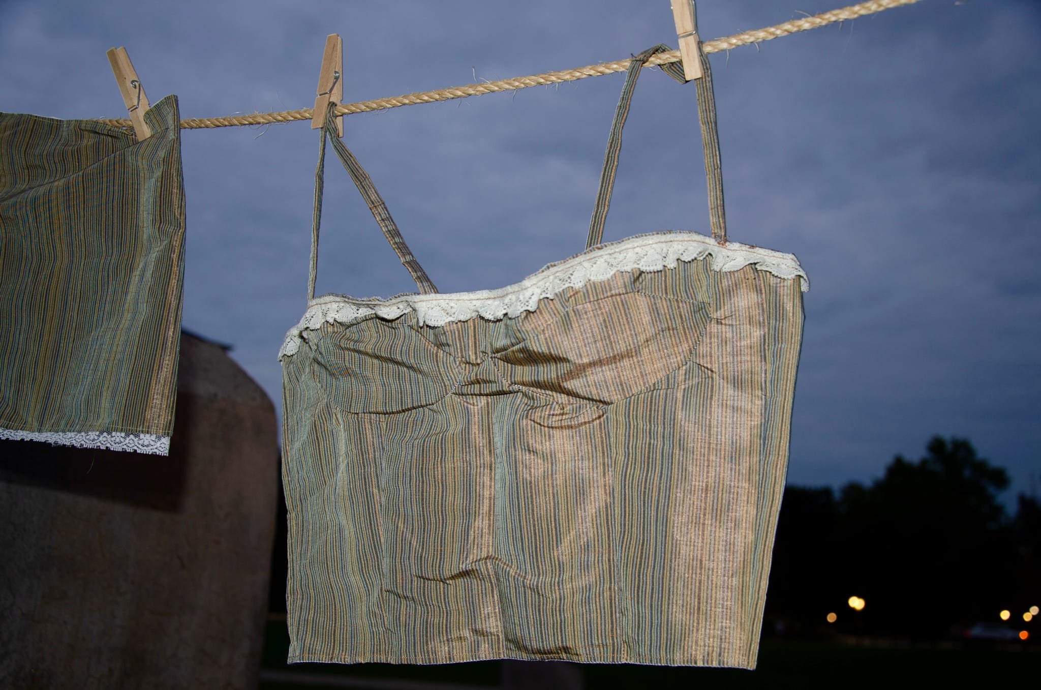 Green Striped Lace Trim Tank.jpeg