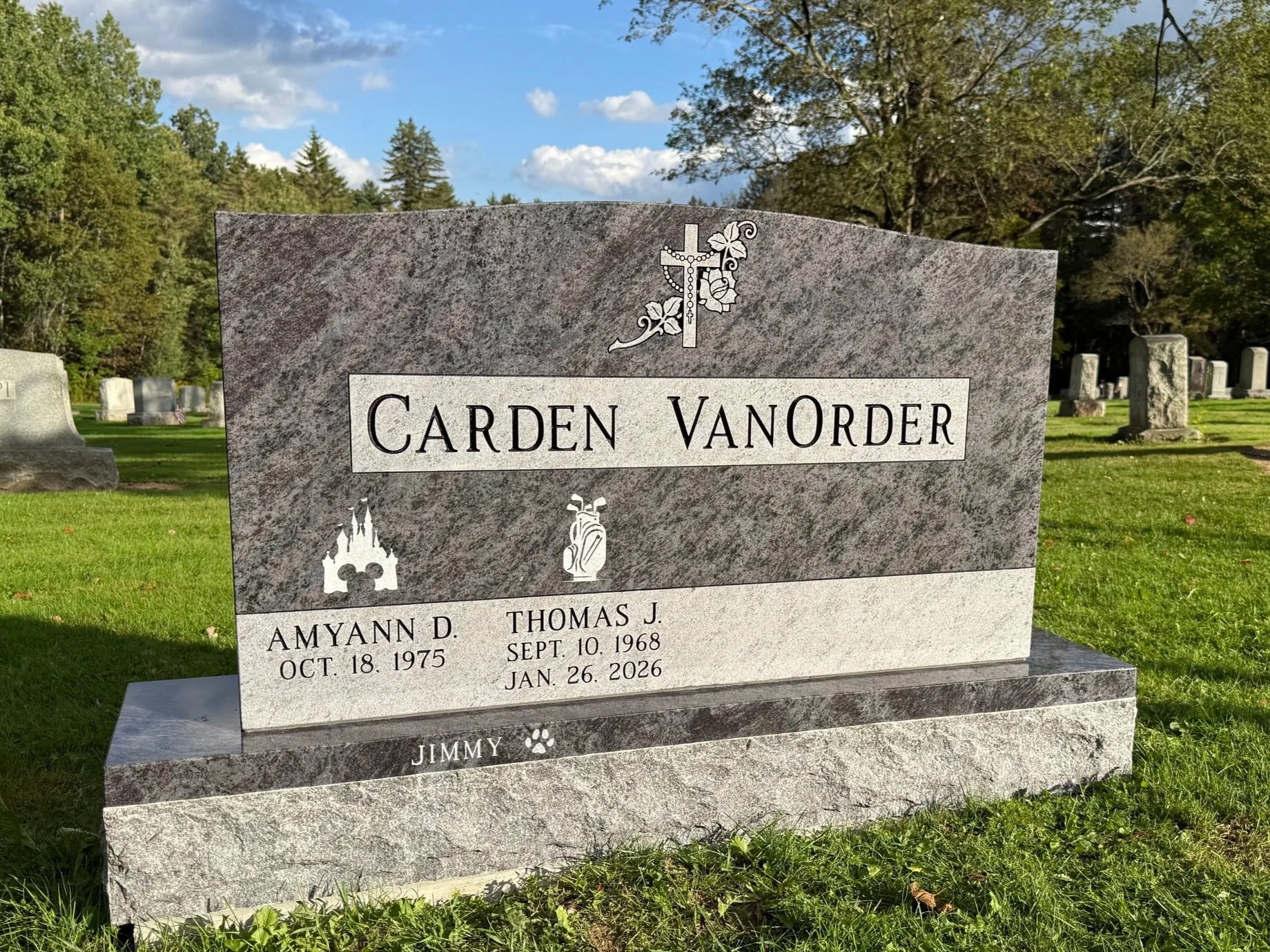 upright monument with color photo by parry monuments custom memorial engraving in clarks summit pa