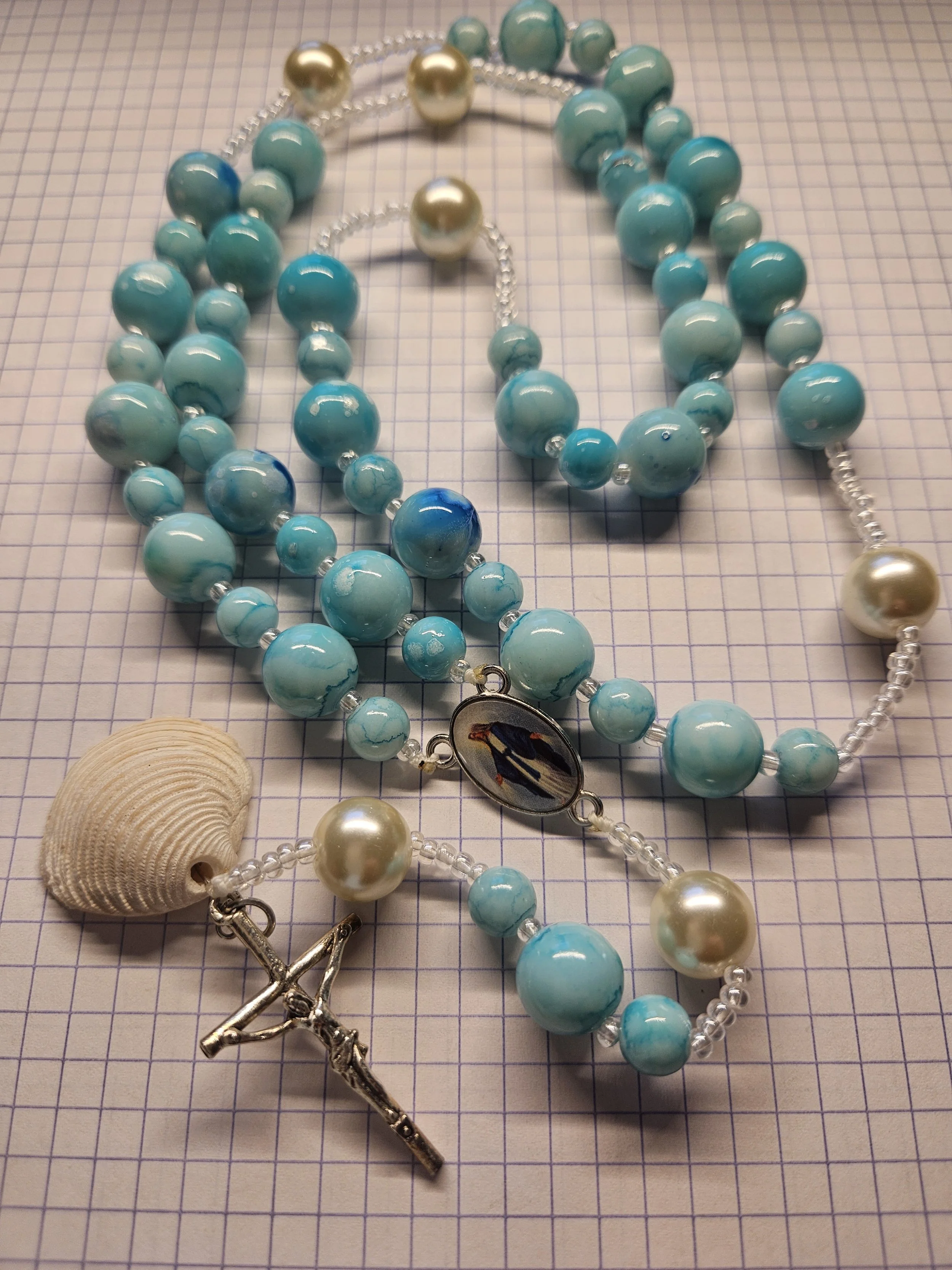 STELLA MARIS SEAFOAM ROSARY