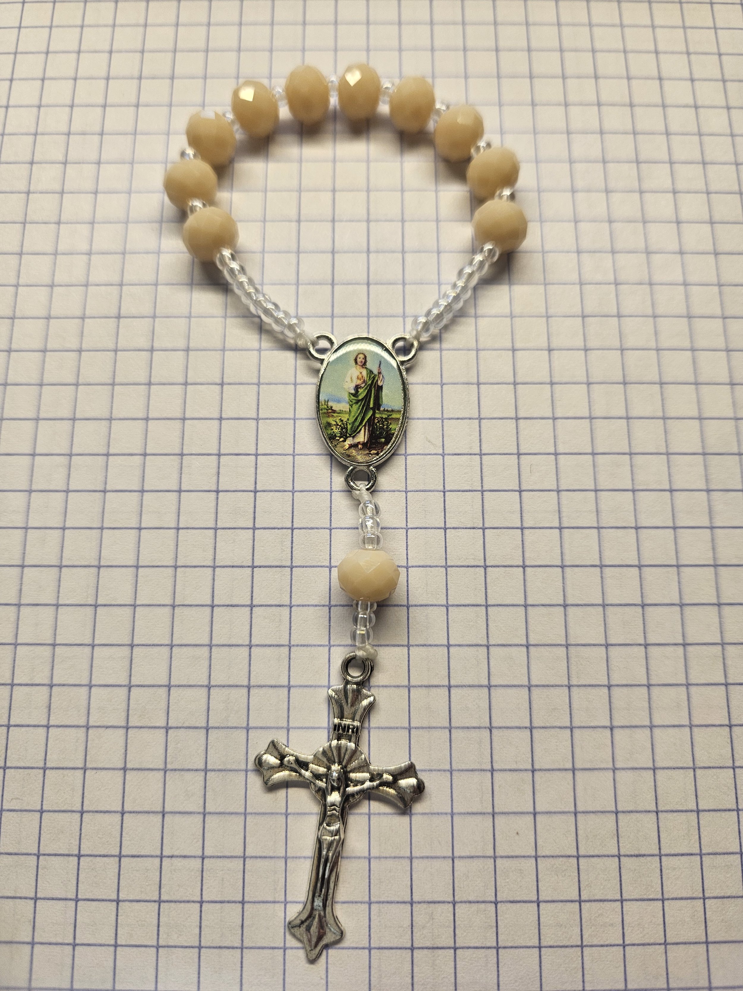 PEACH GLASS SAINT JUDE CHAPLET
