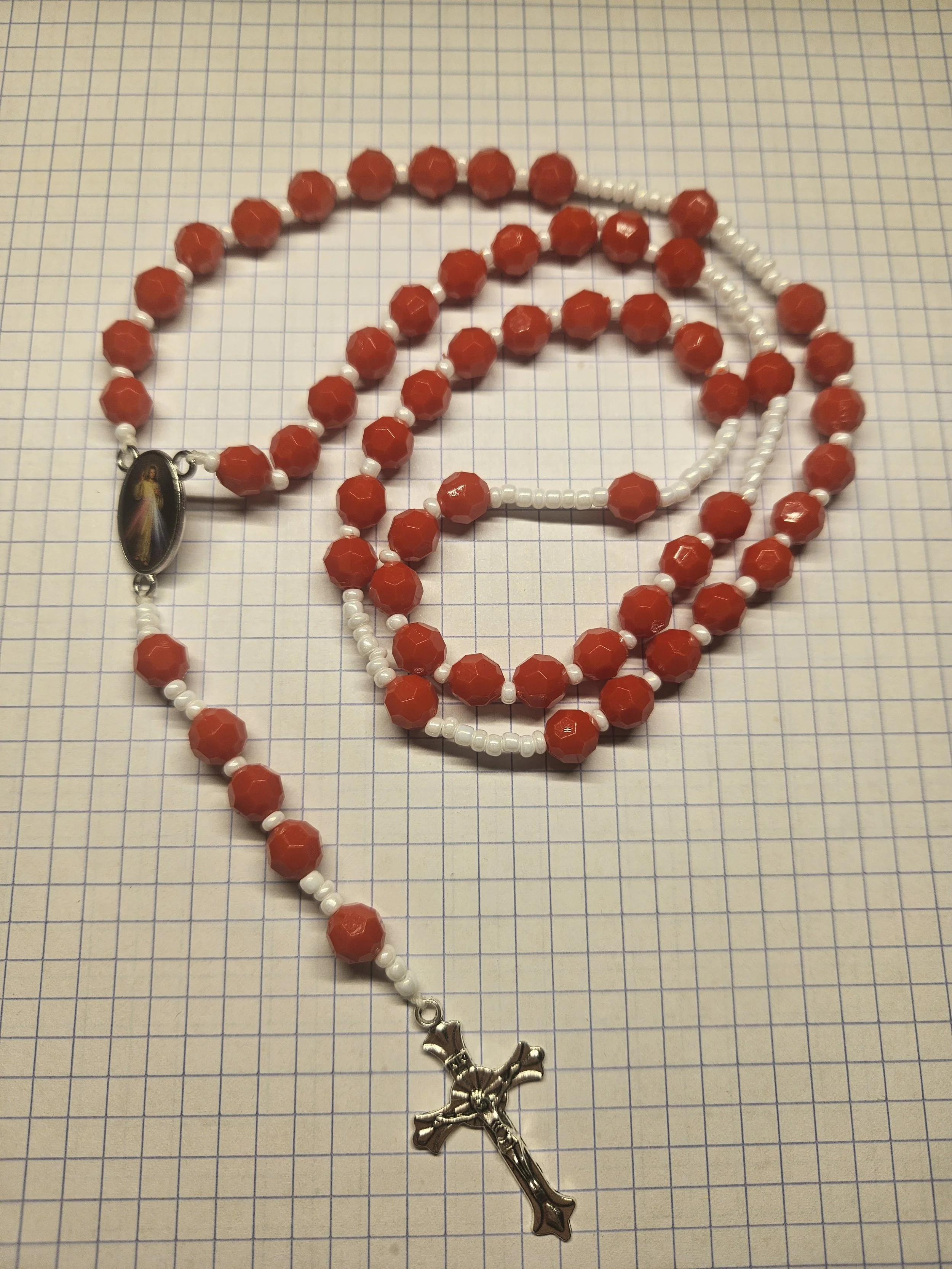 RED DIVINE MERCY ROSARY