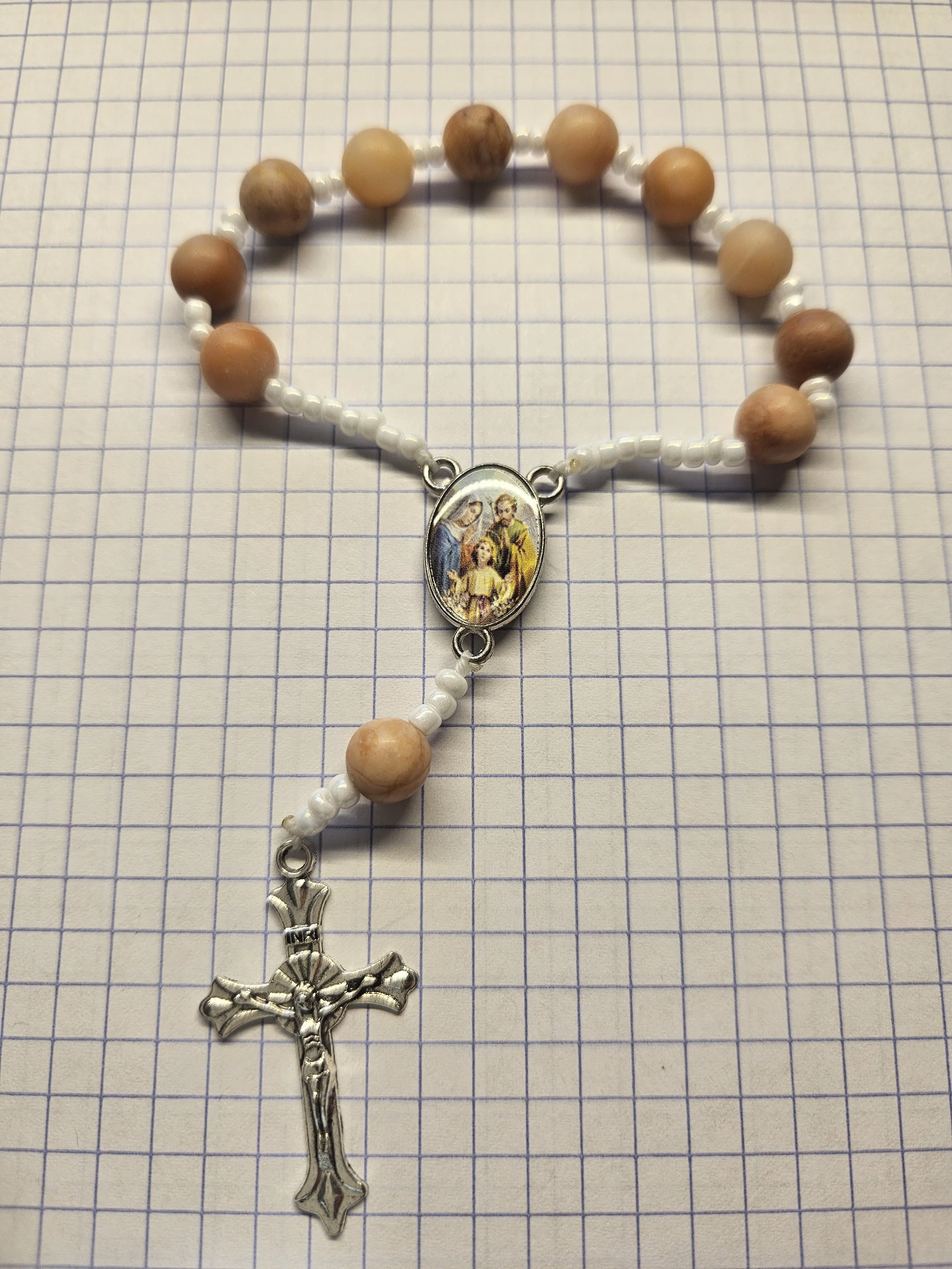 PINK STONE HOLY FAMILY LOOP CHAPLET