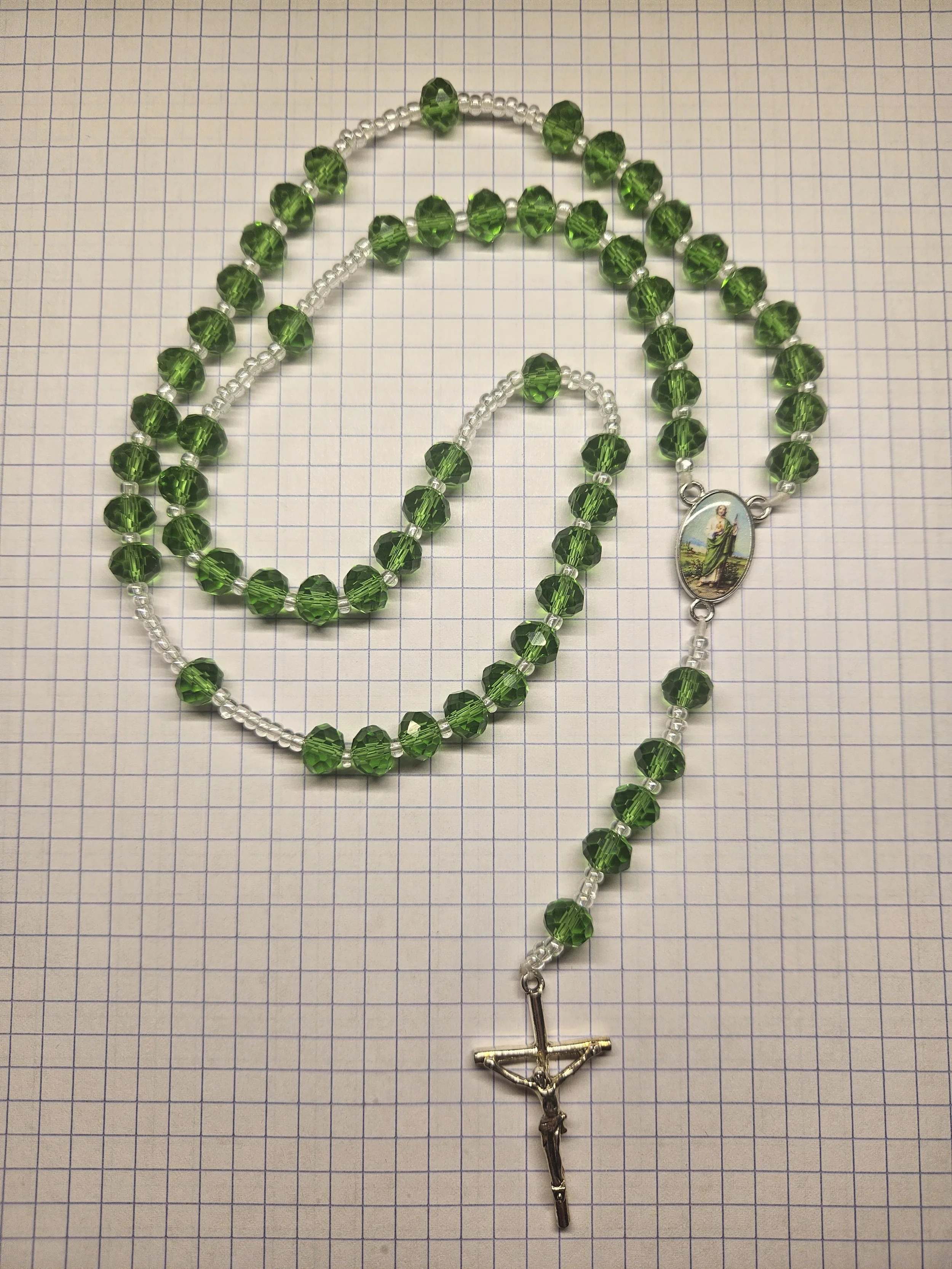 BOTTLE GREEN CRYSTAL ROSARY