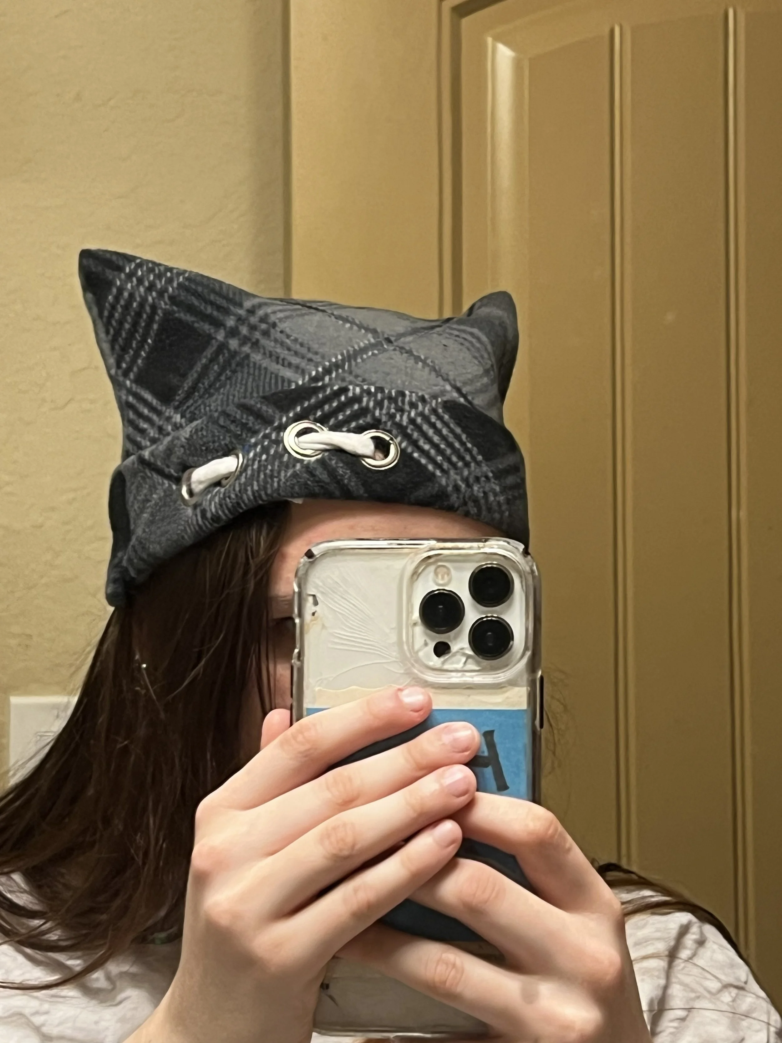 Black and White Plaid Cat Beanie W_ Design 2 (1).jpeg