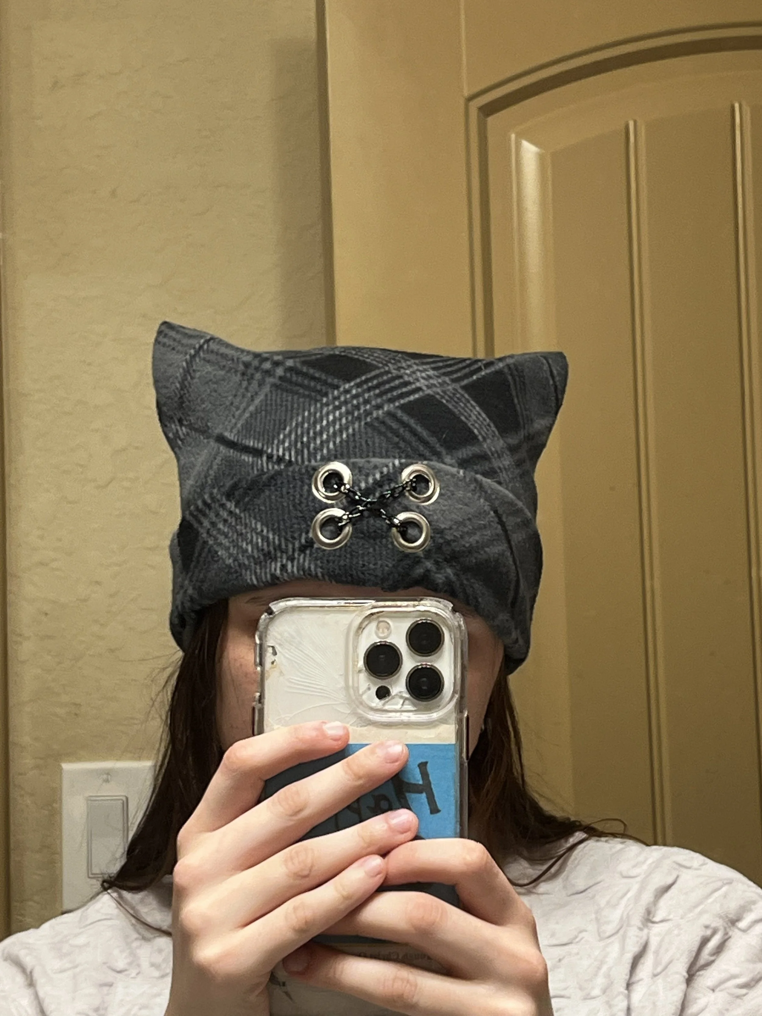 Black and White Plaid Cat Beanie W_ Design 4.jpeg