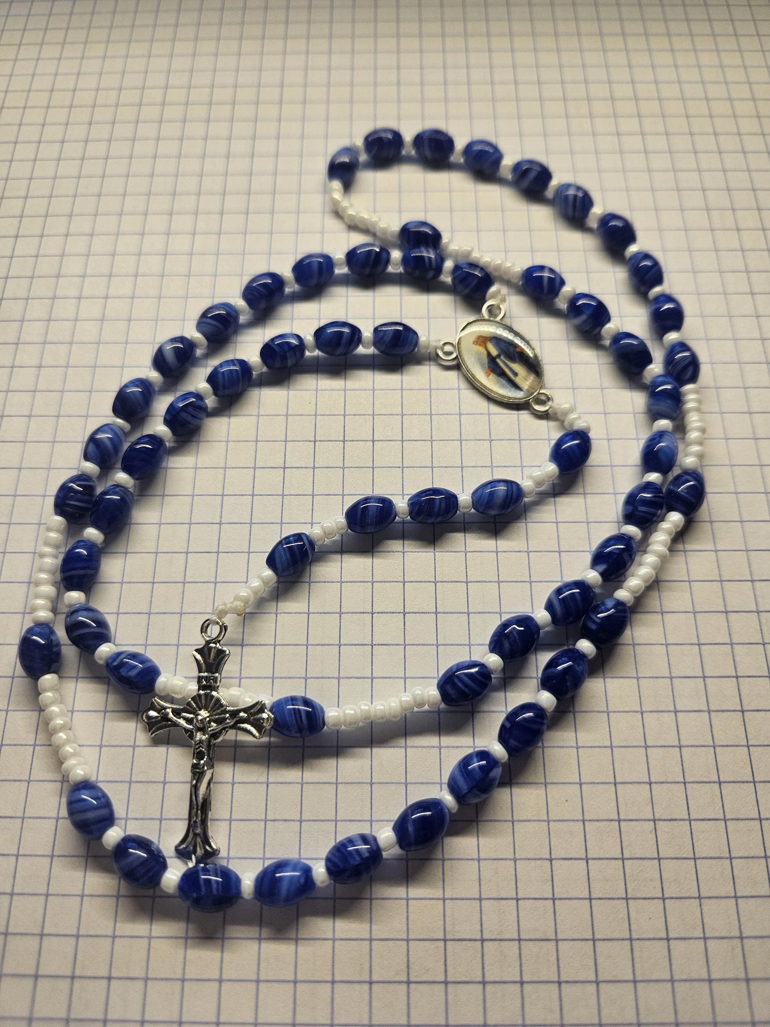 DARK BLUE GLASS ROSARY