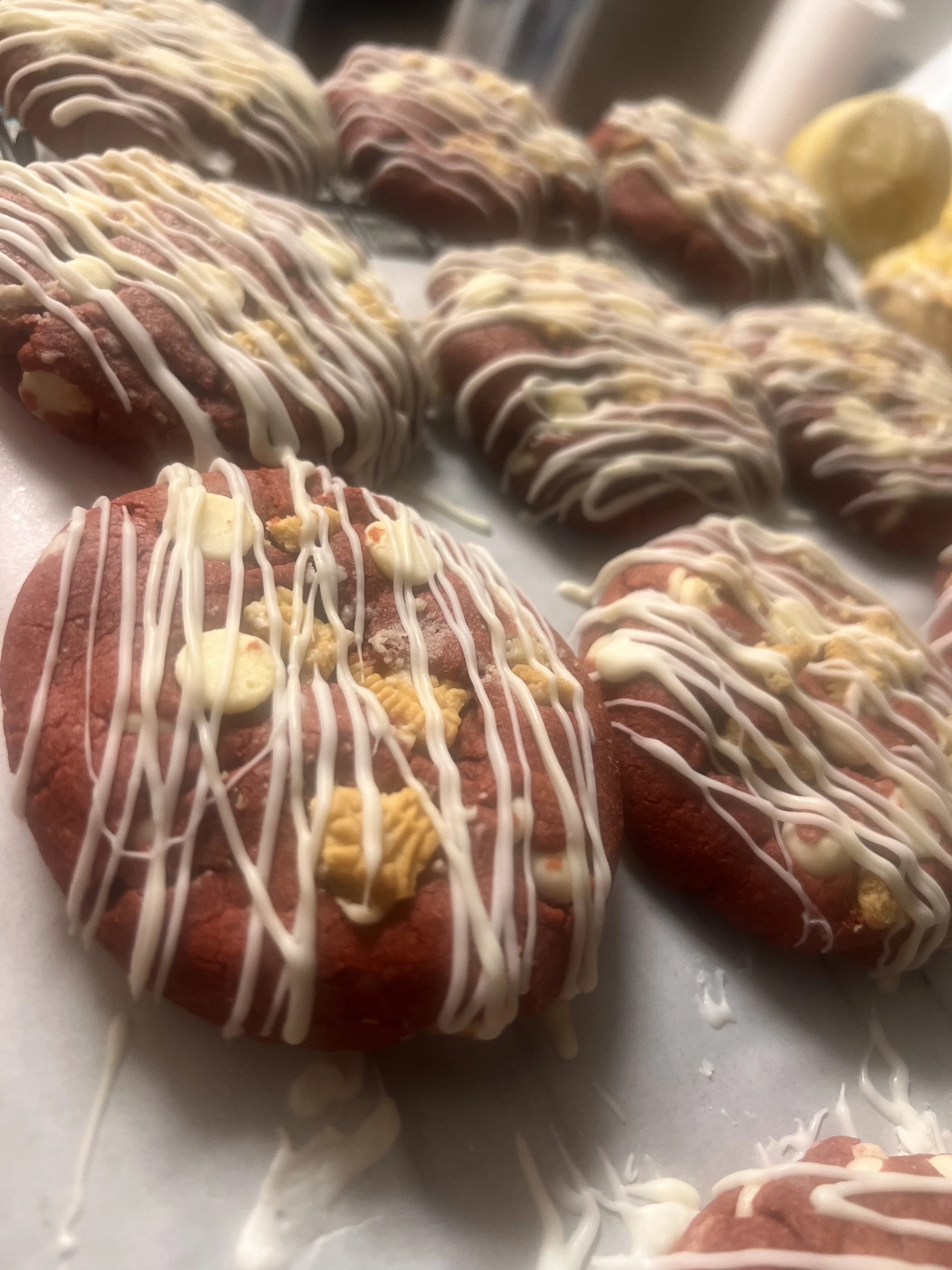 Red Velvet White Chocolate Chip Cookies