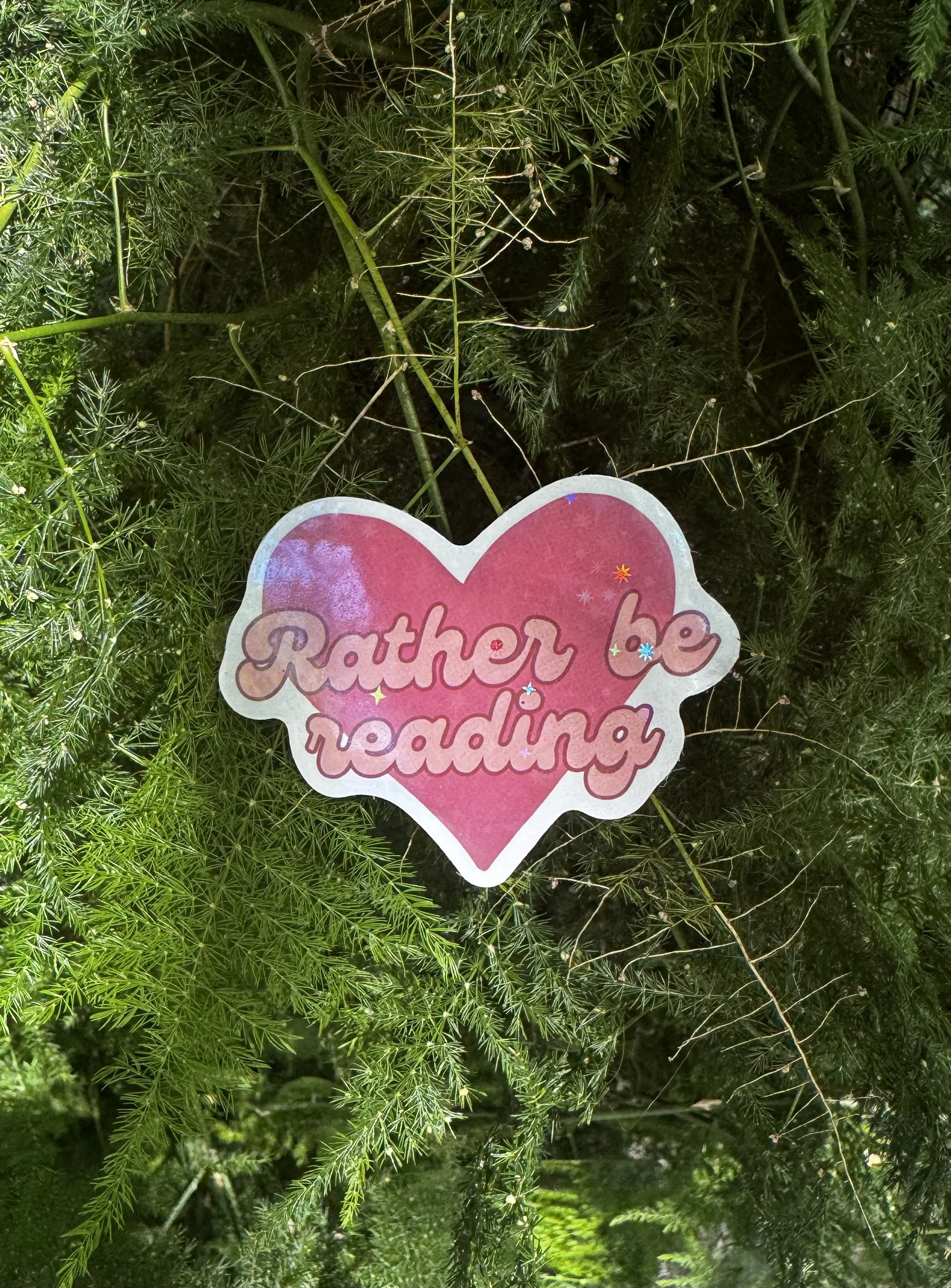RATHER BE READING HEART STICKER