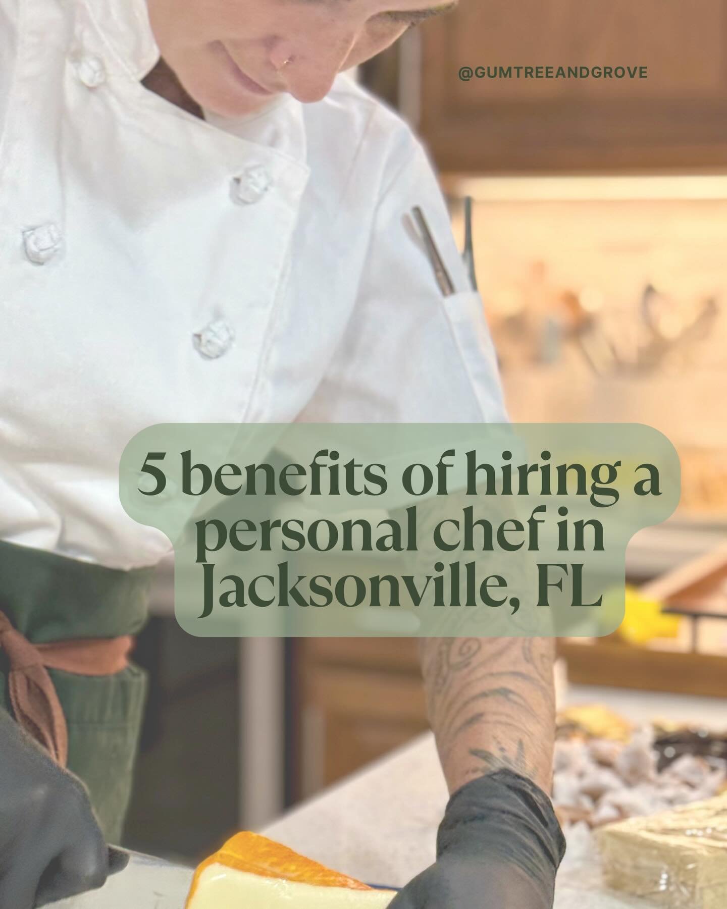 Jacksonville, Florida and surrounding Florida cities, elevate your mealtime, simplify your life, and savour every bite. 

Swipe through to discover 5 beneficial reasons as to why more people are hiring personal chefs in 2026. Stress-free meals giving