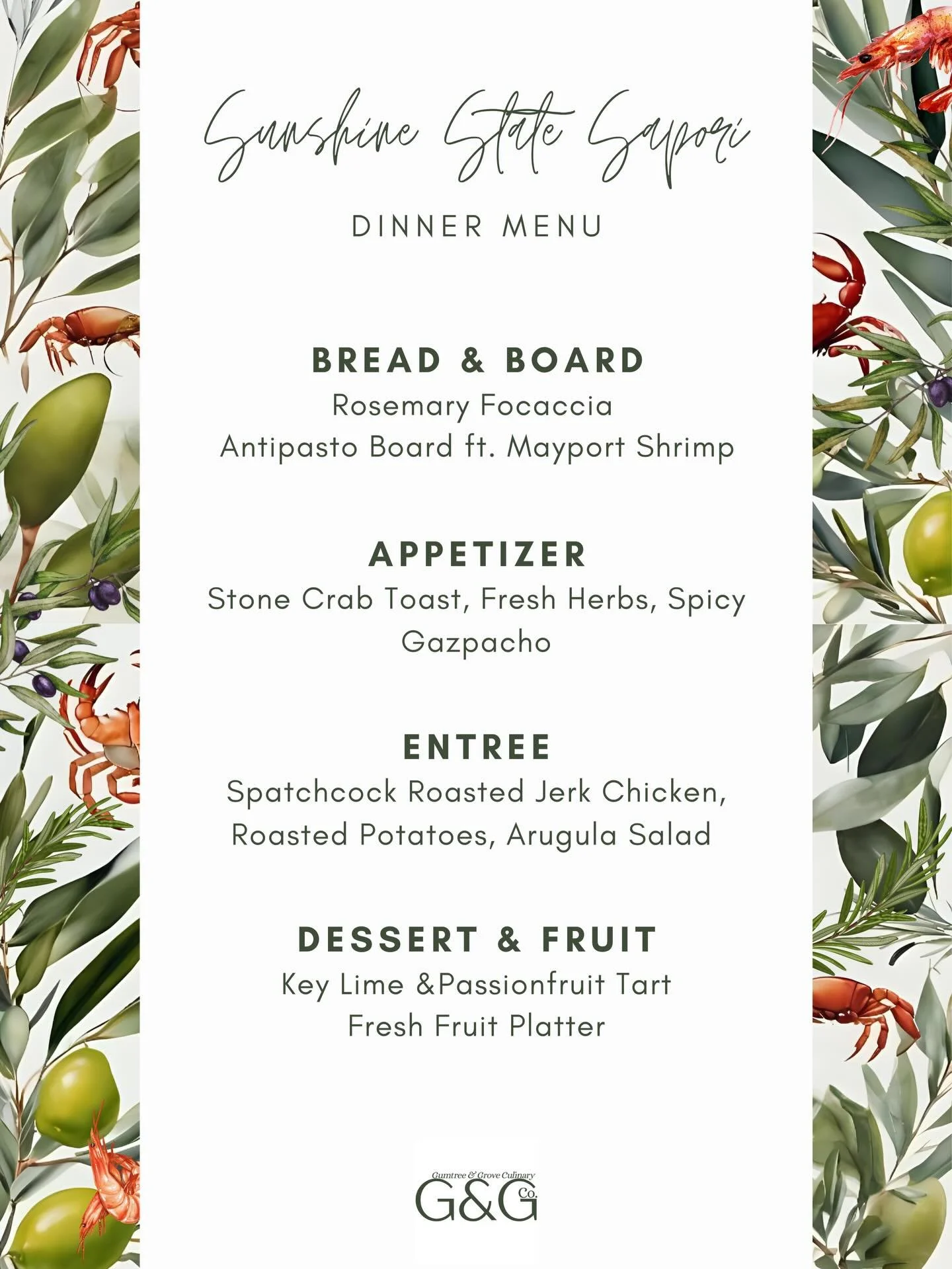 A mix between the local flavours found here in Florida and the fresh flavours of coastal Italy 🌿

As summer approaches, take full advantage of what seasonal options become available! Our chef curates menus individually to each client making sure all