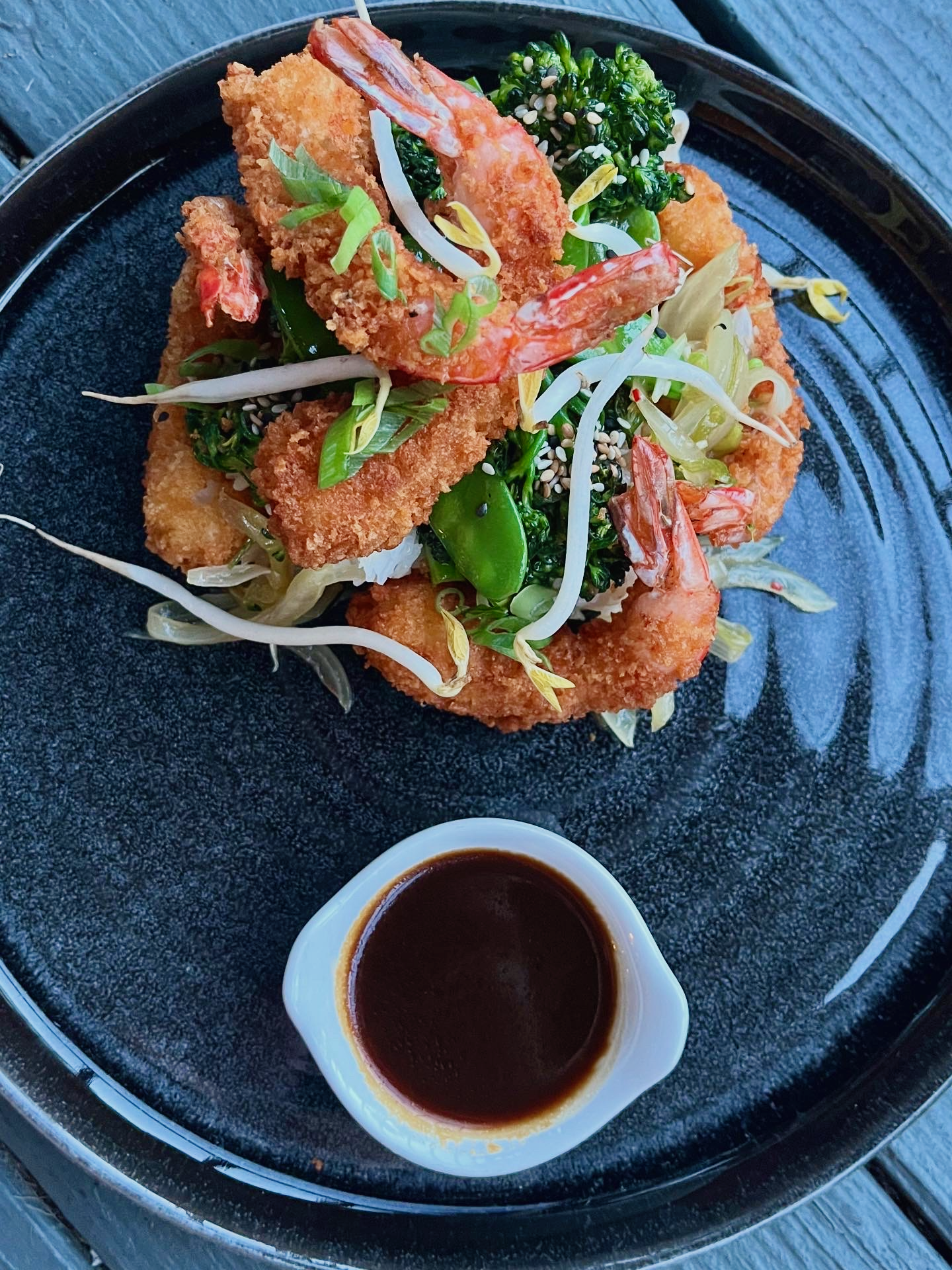 Panko Prawns & Vegetable Medley